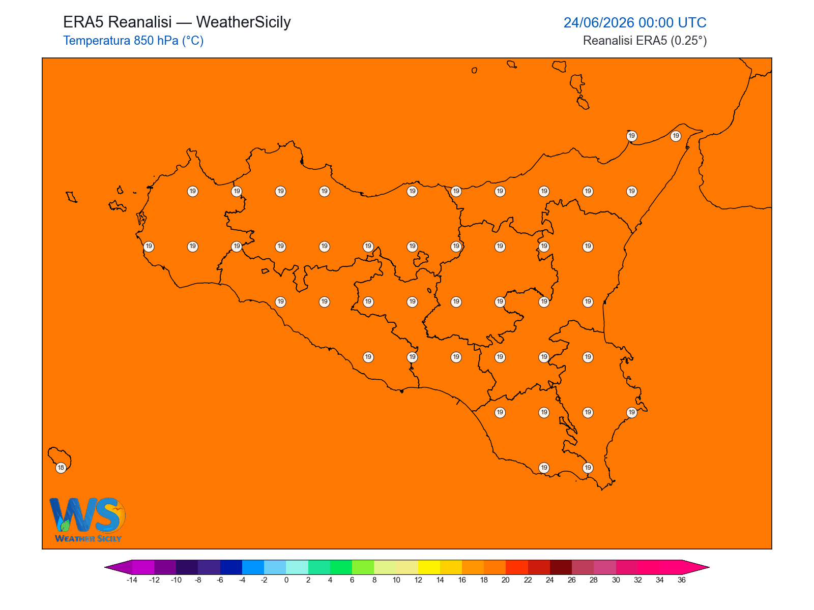 Temperatura a 850 hPa · 2026062400