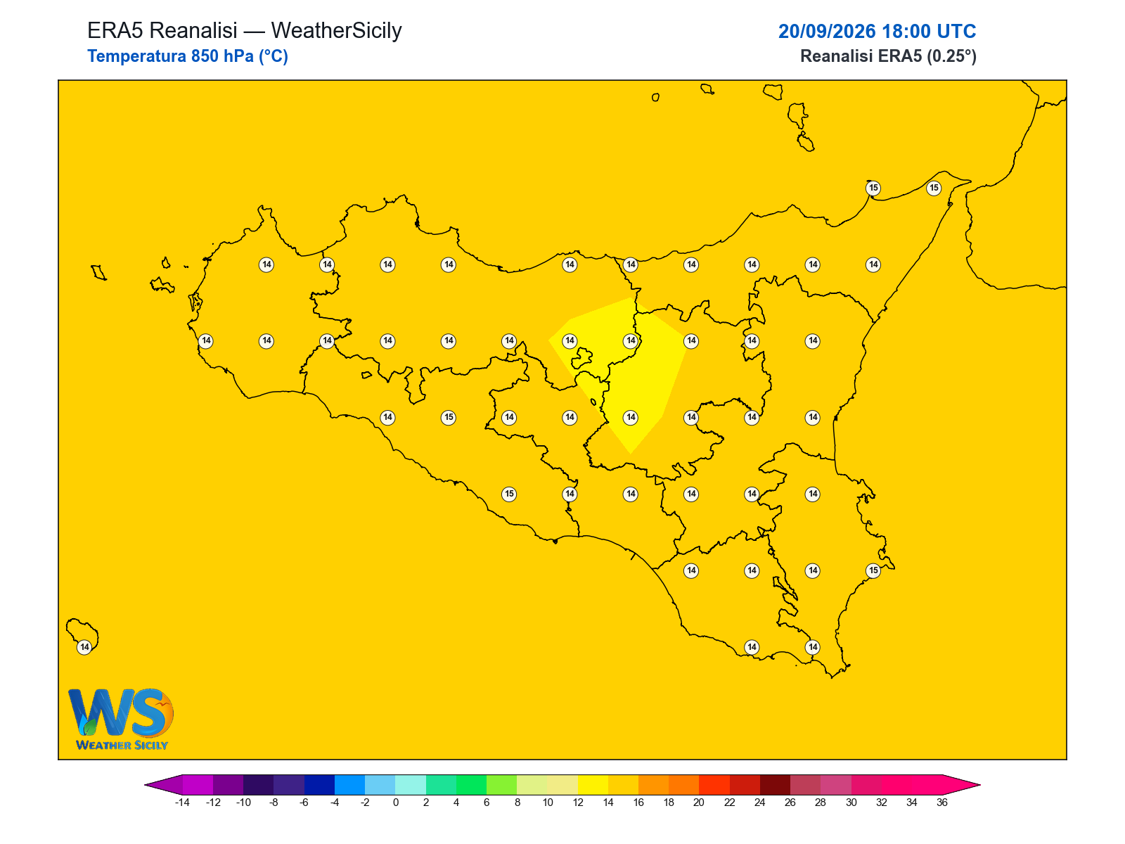 Temperatura a 850 hPa · 2026092018