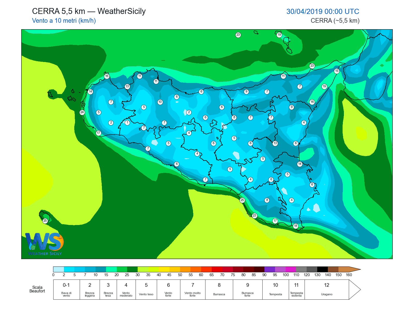 Vento a 10 metri · 2019043000