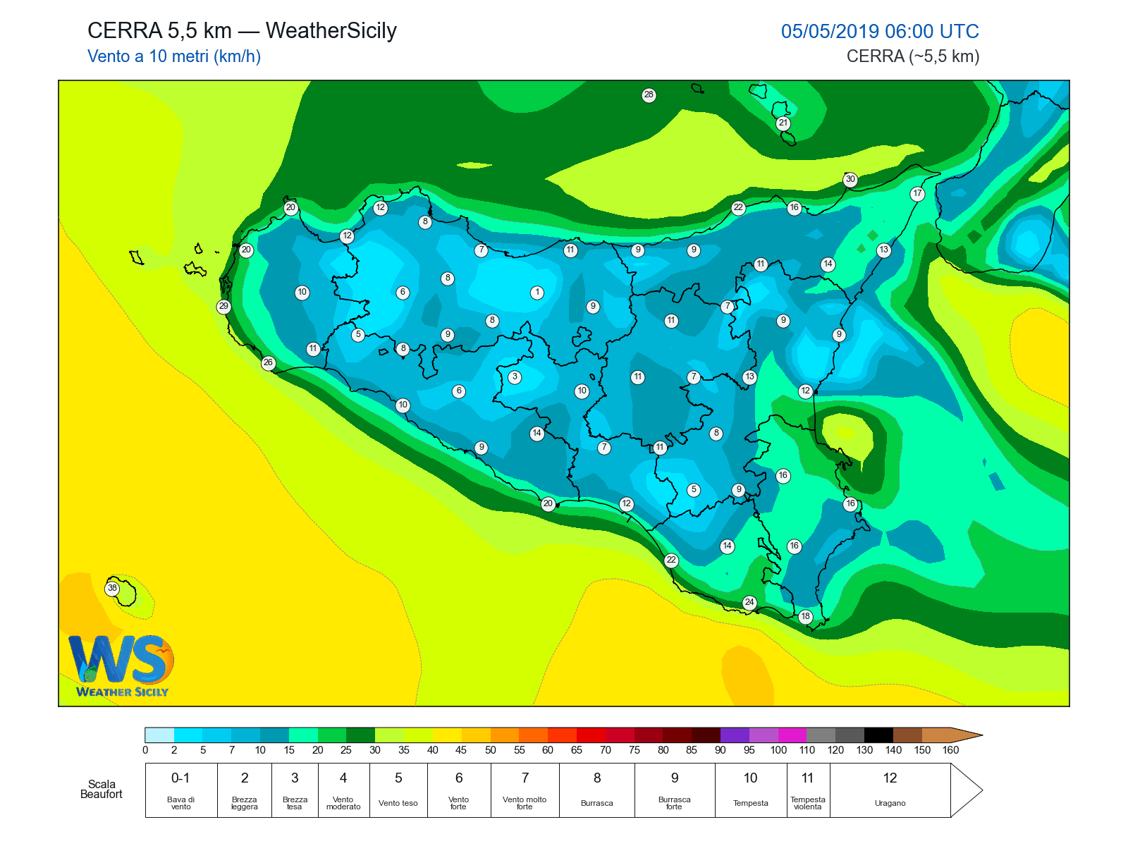 Vento a 10 metri · 2019050506