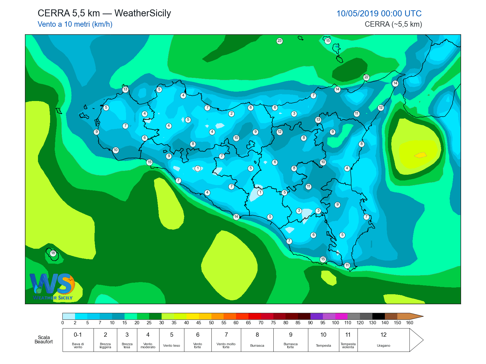 Vento a 10 metri · 2019051000