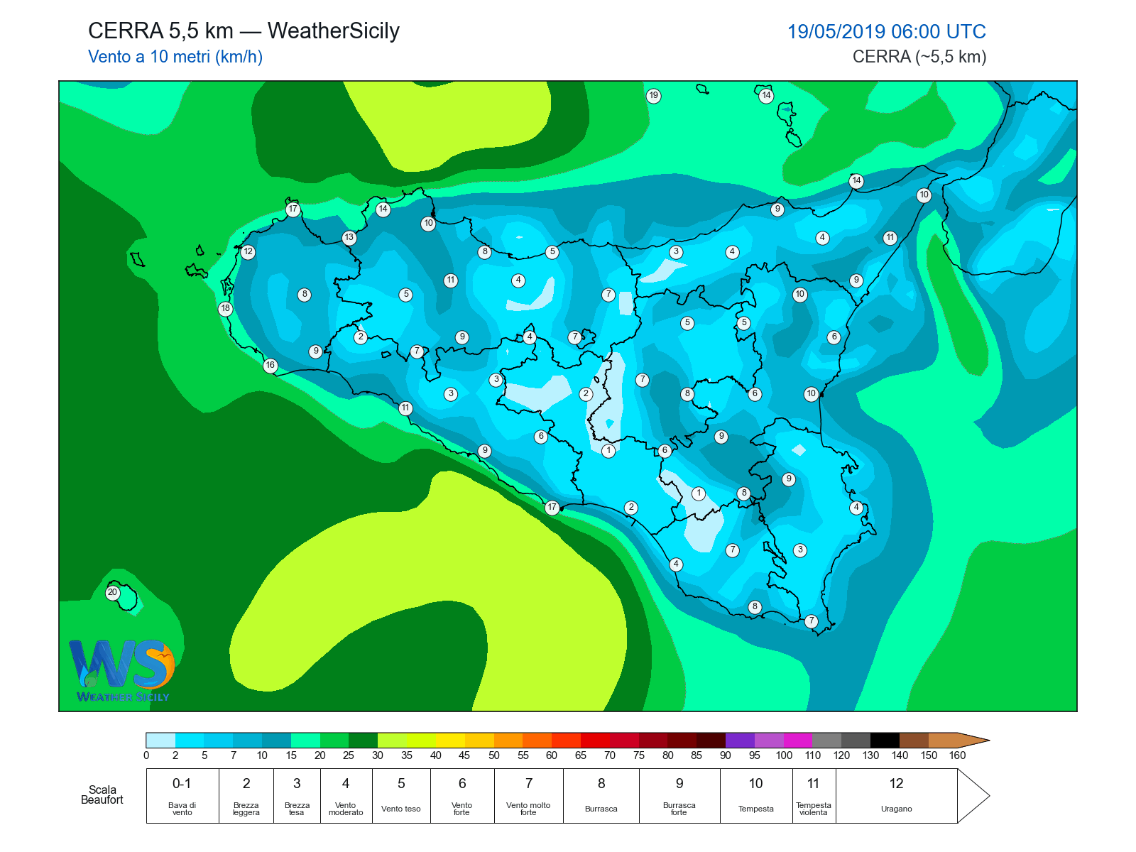 Vento a 10 metri · 2019051906