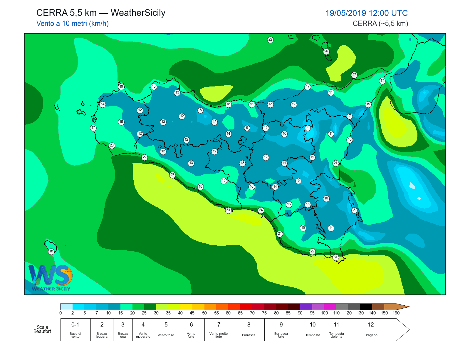Vento a 10 metri · 2019051912
