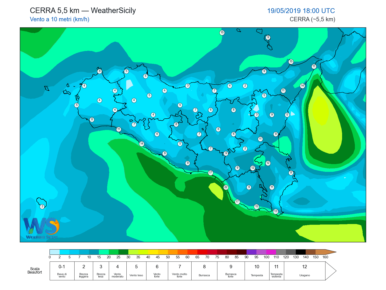 Vento a 10 metri · 2019051918