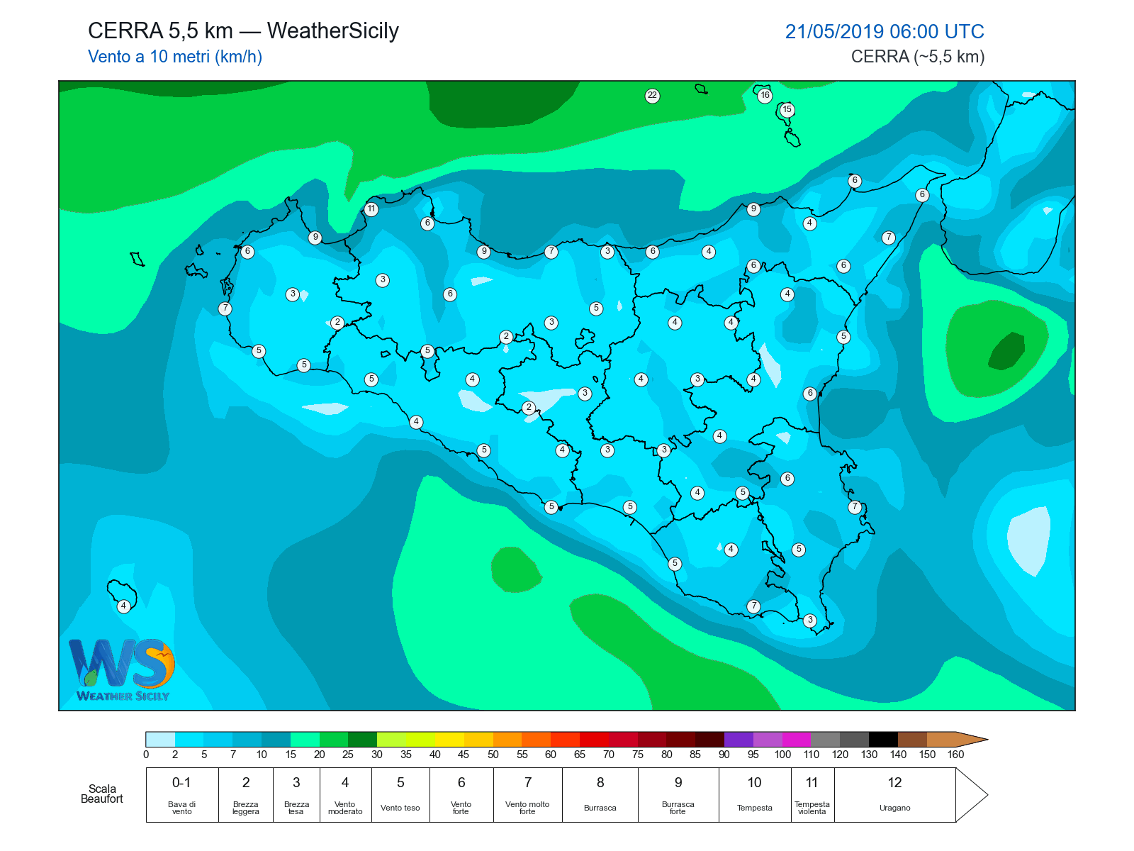 Vento a 10 metri · 2019052106