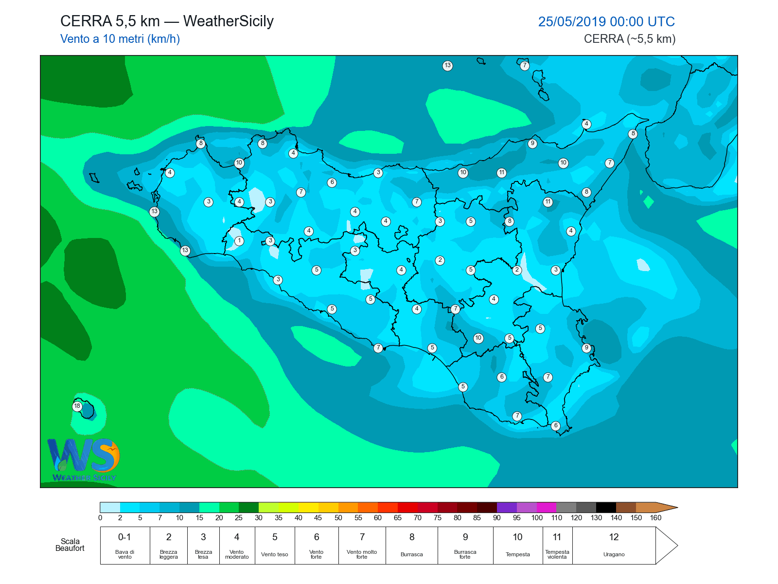 Vento a 10 metri · 2019052500