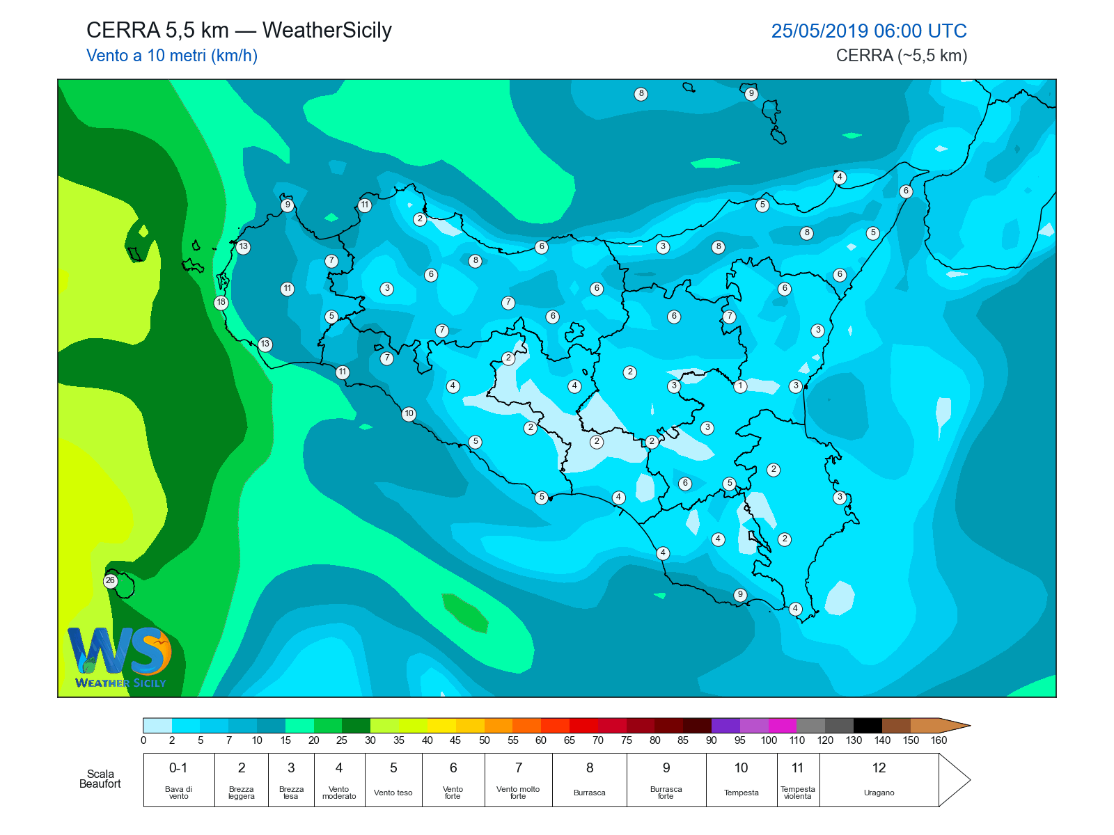 Vento a 10 metri · 2019052506