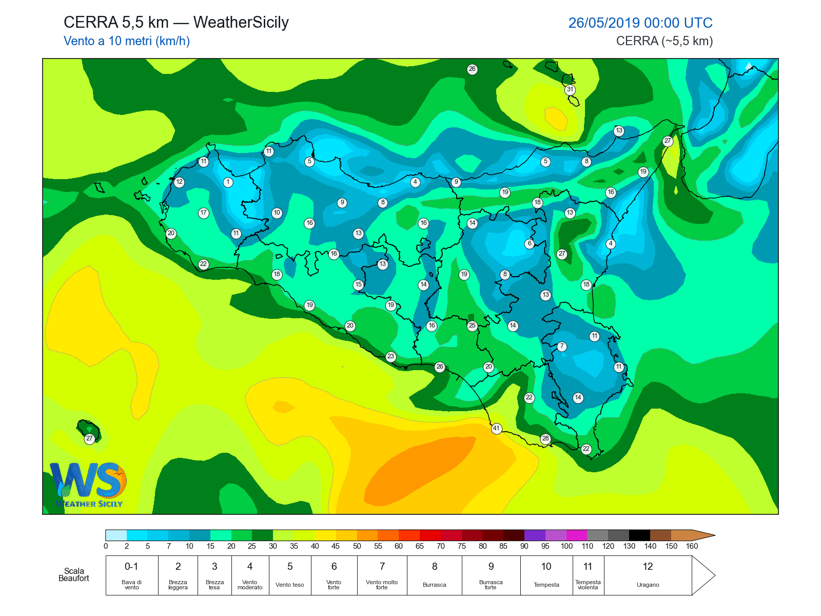 Vento a 10 metri · 2019052600