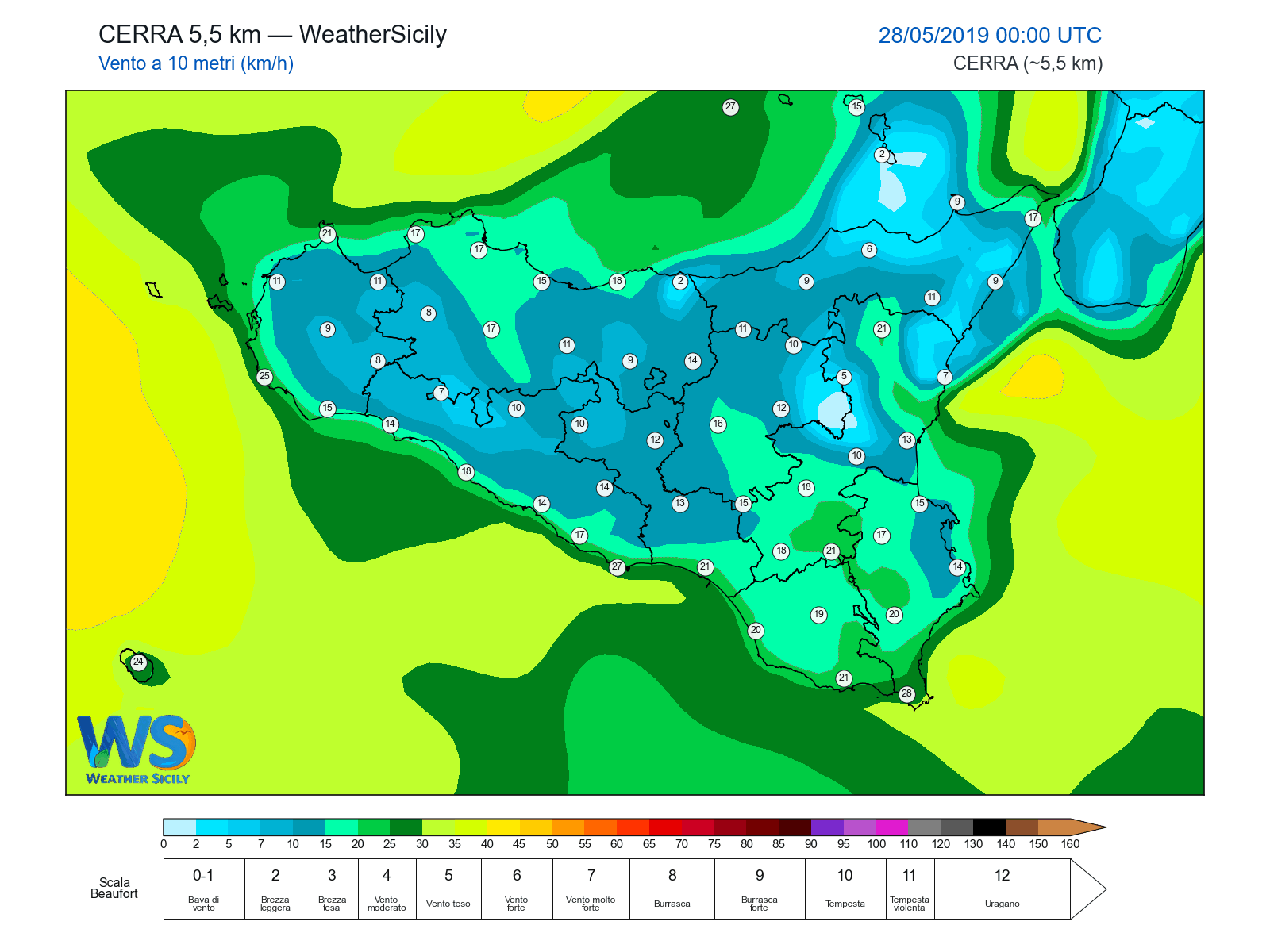 Vento a 10 metri · 2019052800