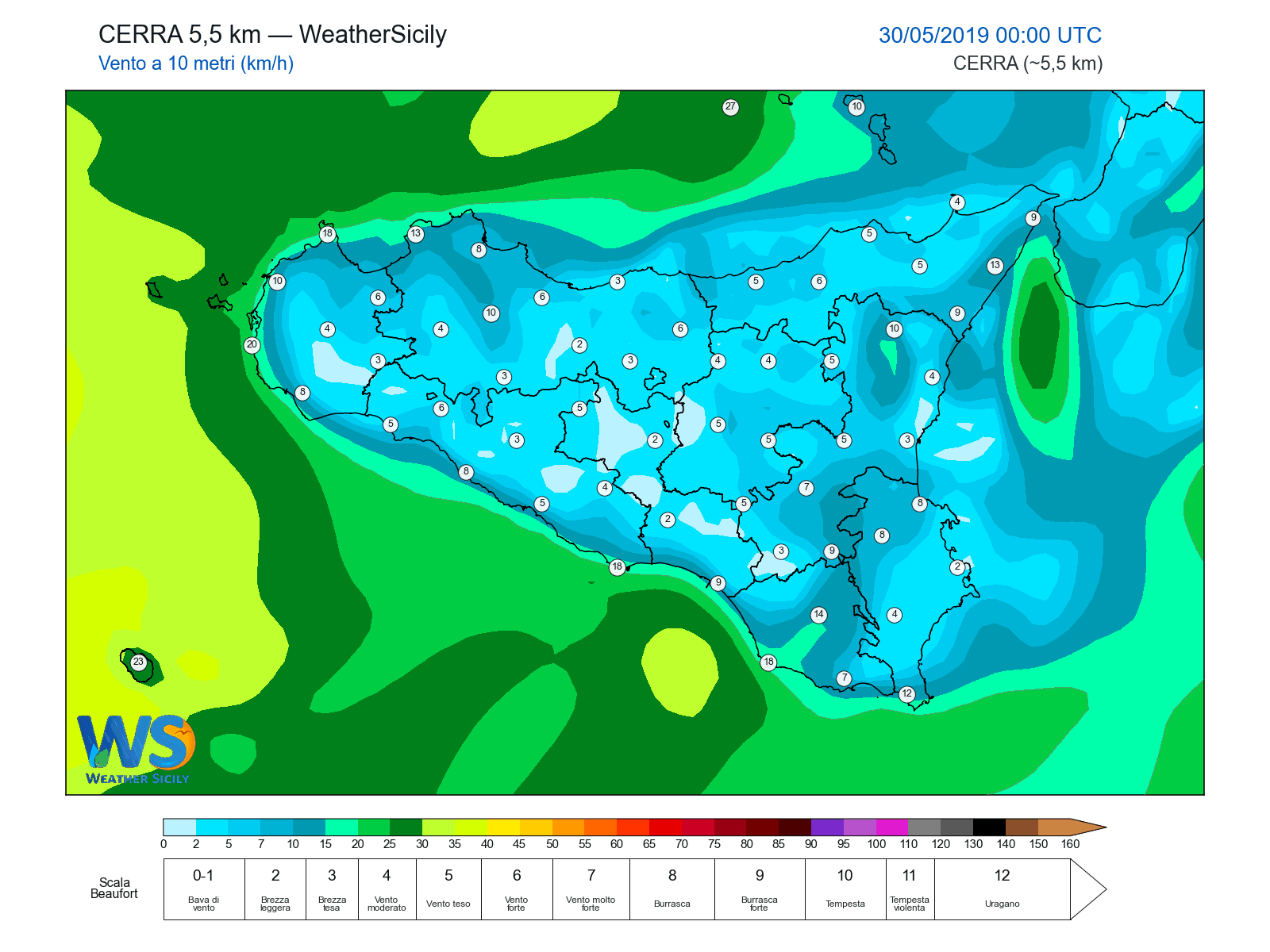 Vento a 10 metri · 2019053000