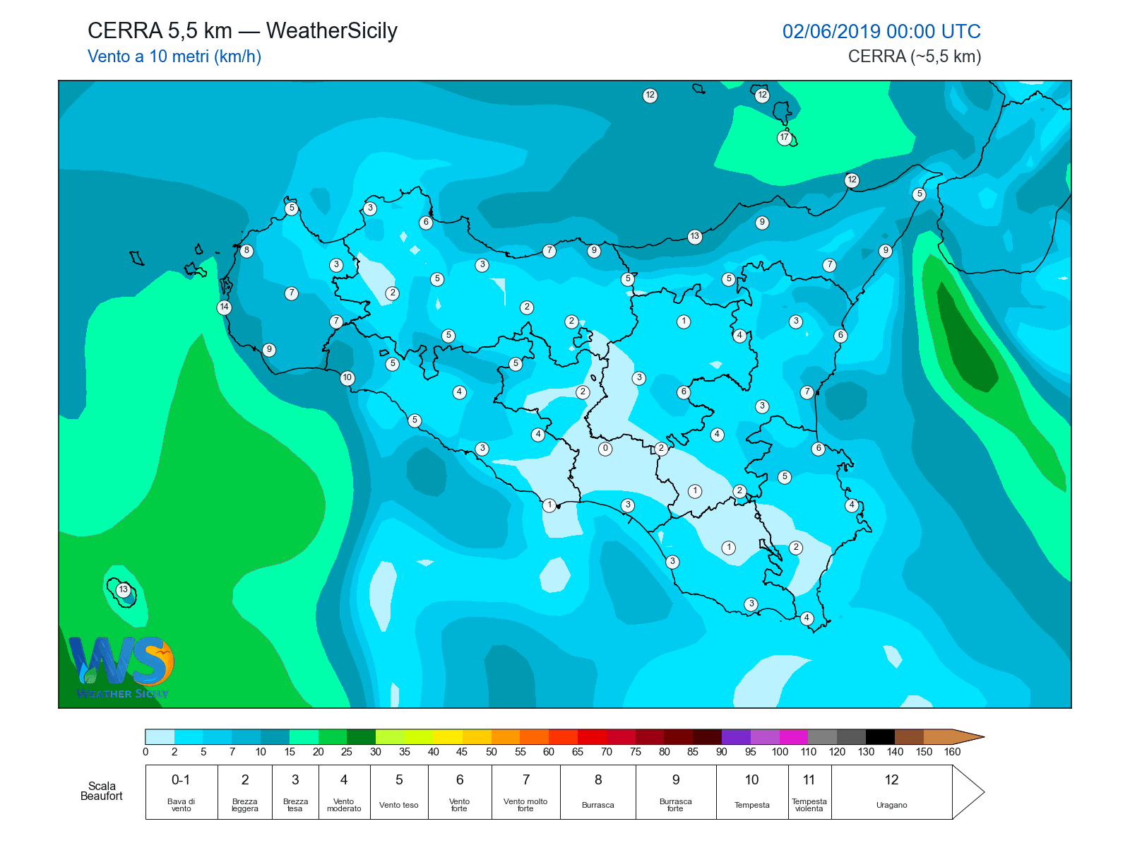 Vento a 10 metri · 2019060200