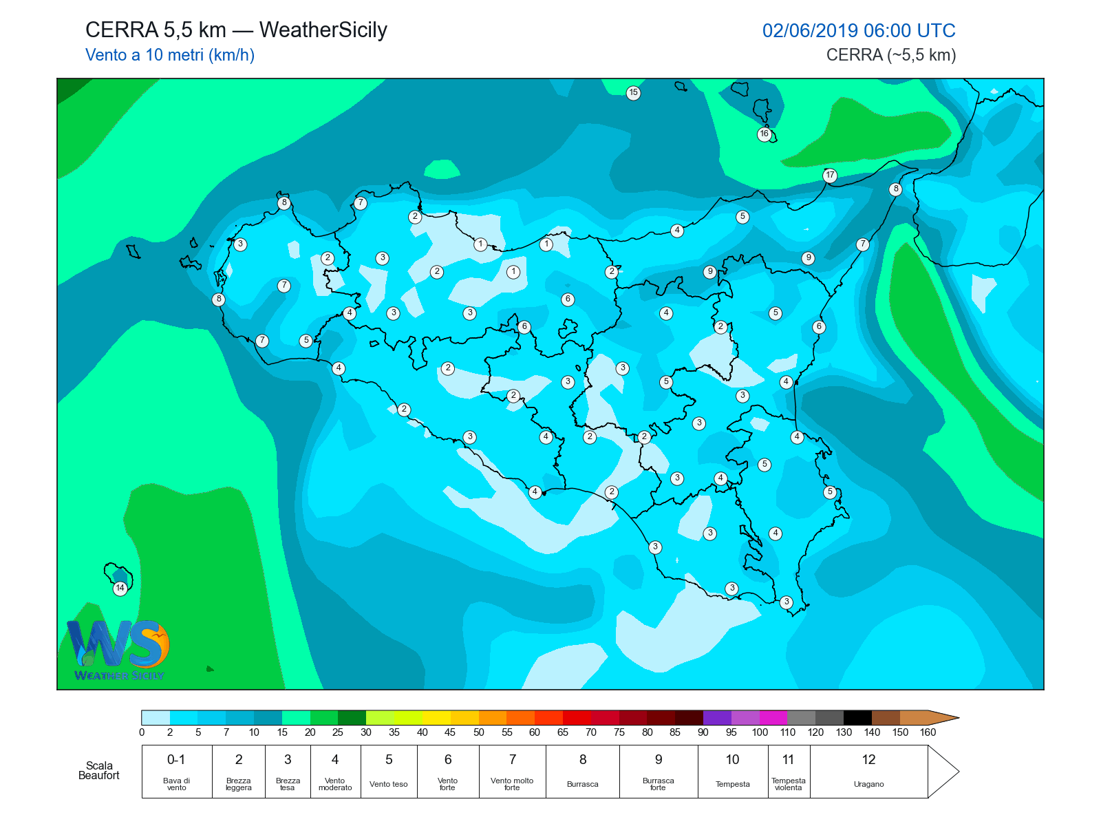 Vento a 10 metri · 2019060206