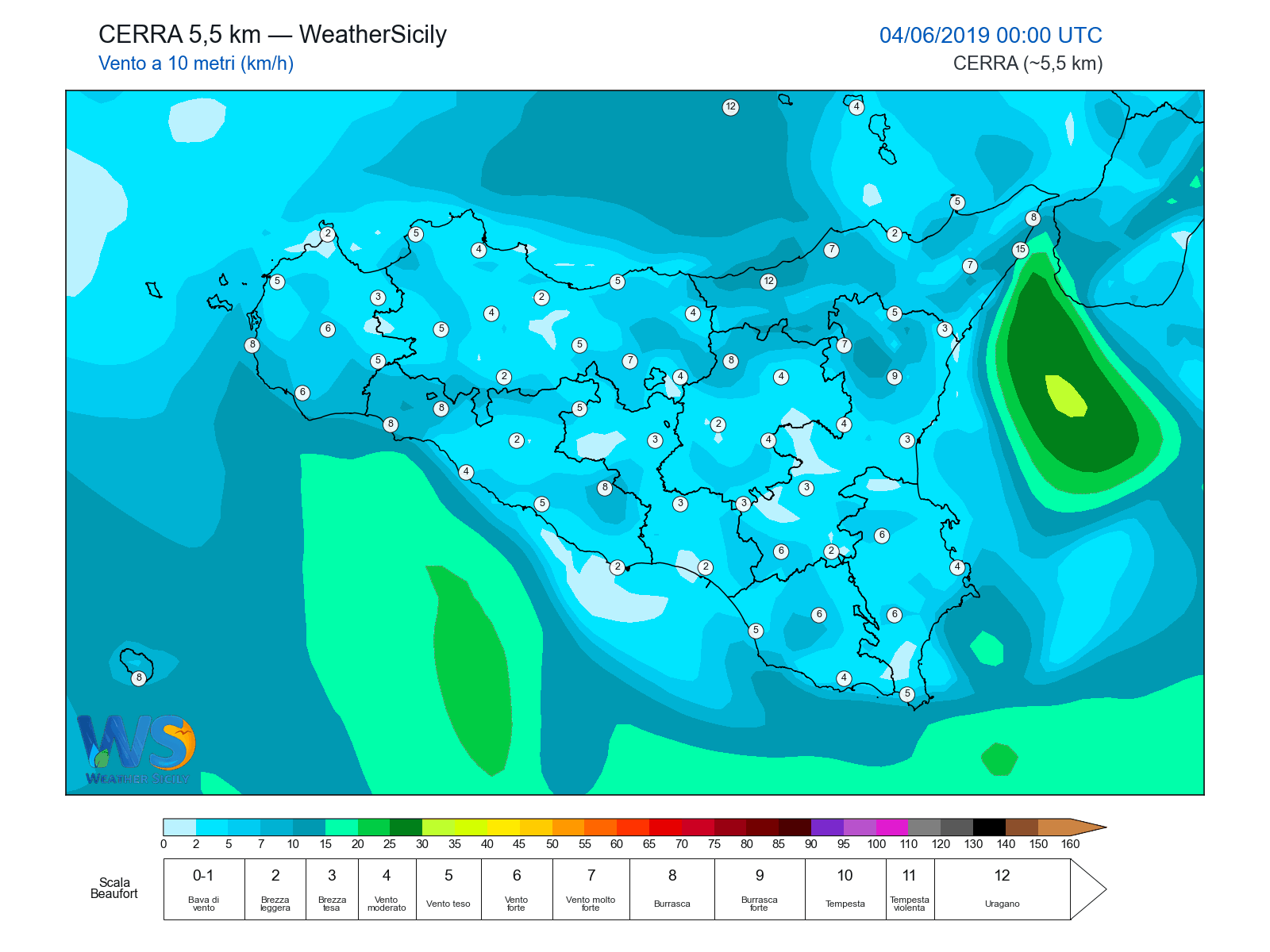 Vento a 10 metri · 2019060400