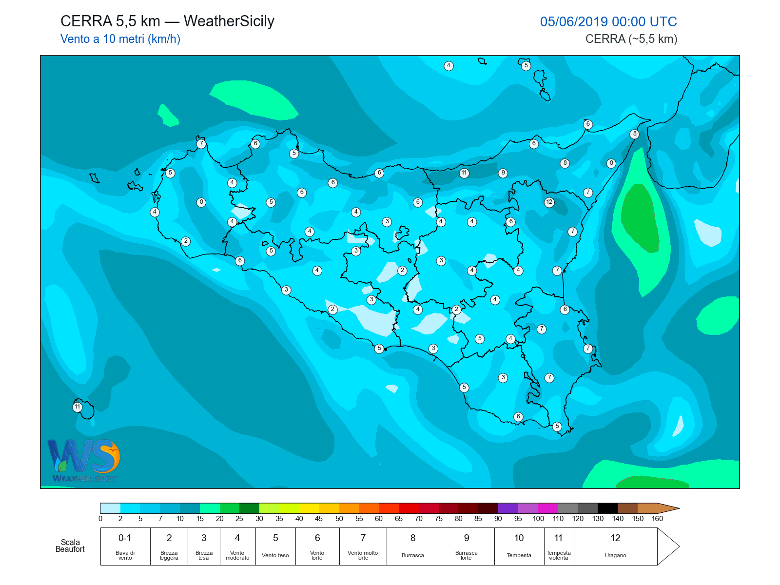Vento a 10 metri · 2019060500