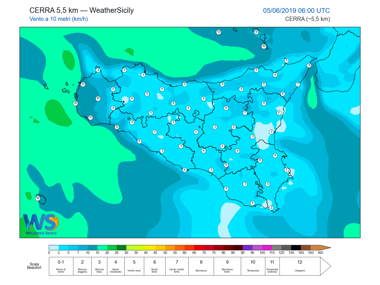 Vento a 10 metri · 2019060506