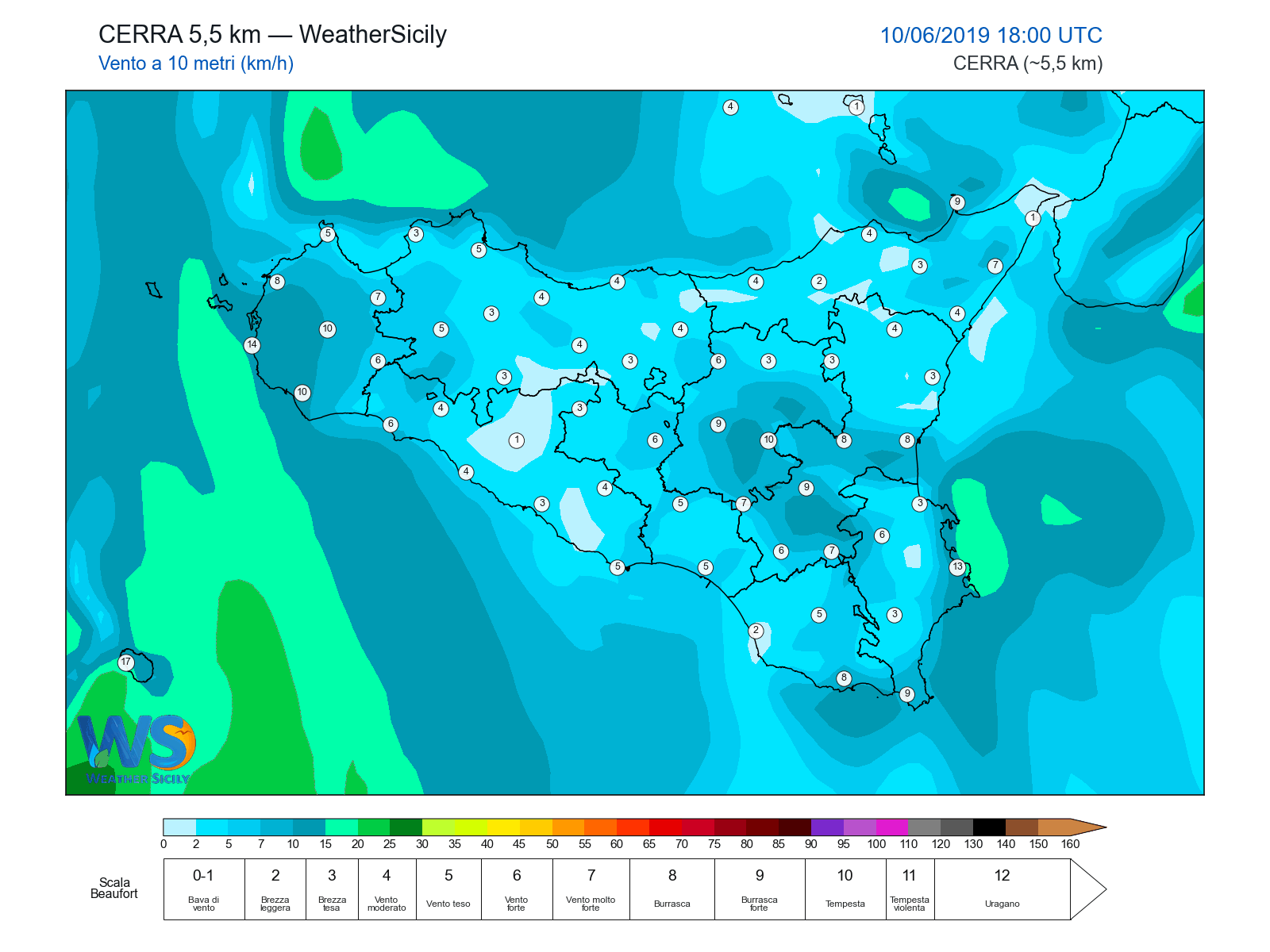 Vento a 10 metri · 2019061018