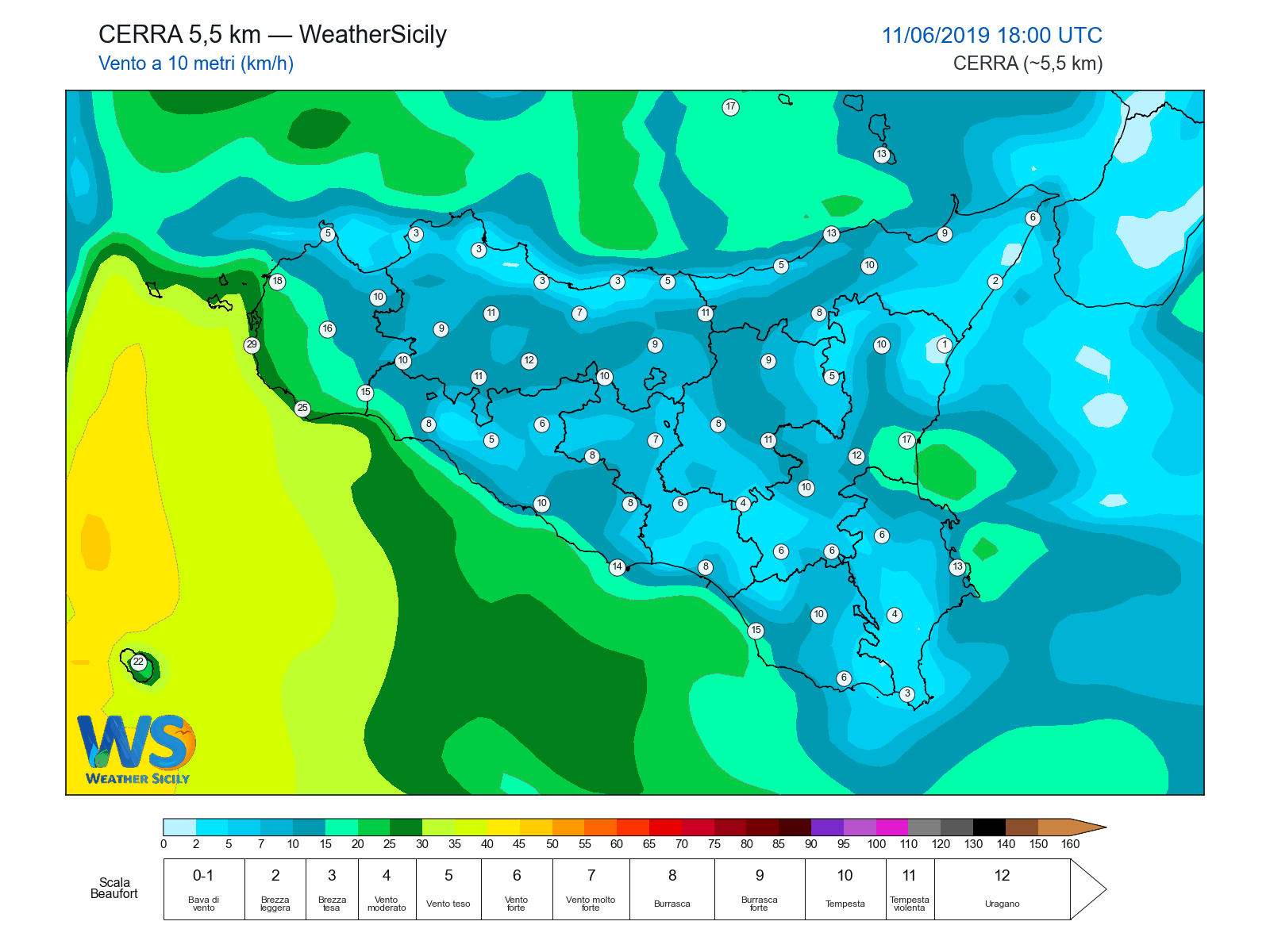 Vento a 10 metri · 2019061118