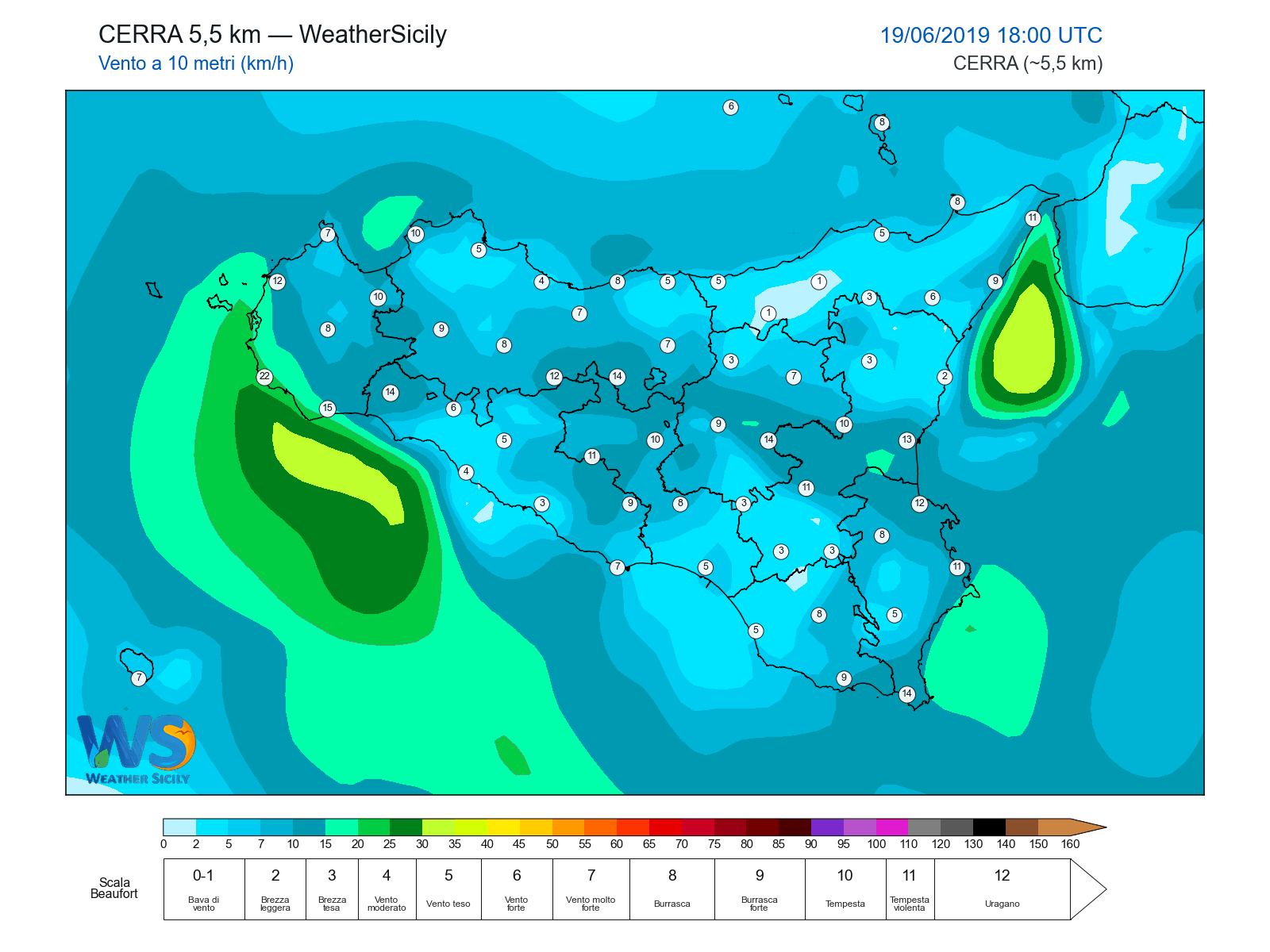 Vento a 10 metri · 2019061918