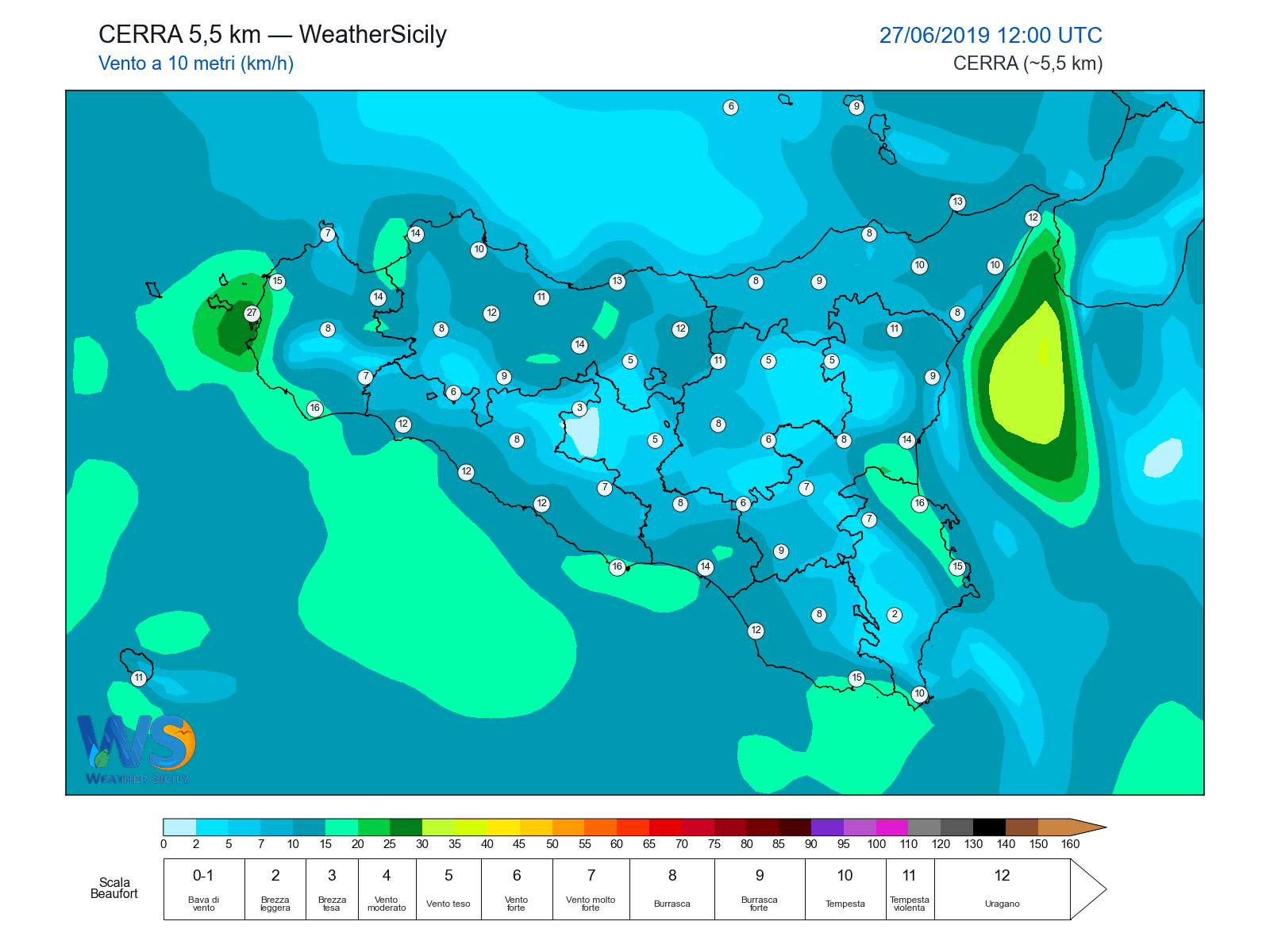 Vento a 10 metri · 2019062712