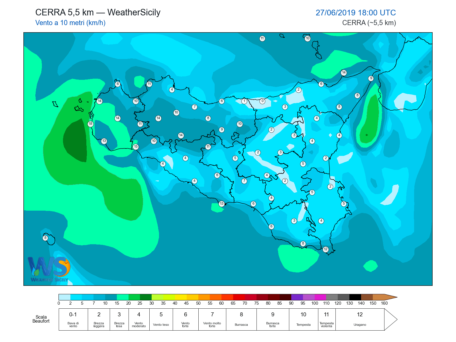 Vento a 10 metri · 2019062718