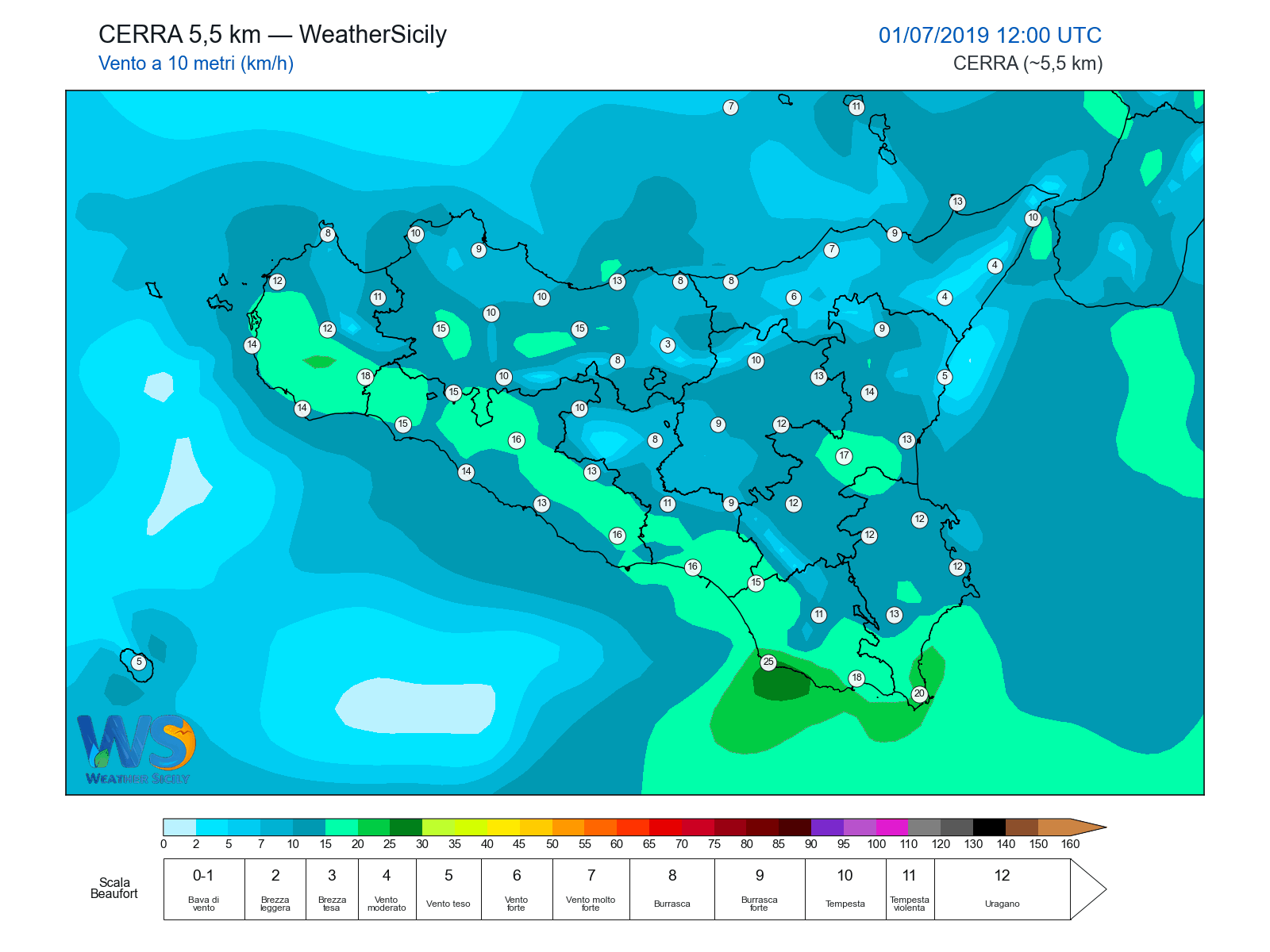 Vento a 10 metri · 2019070112