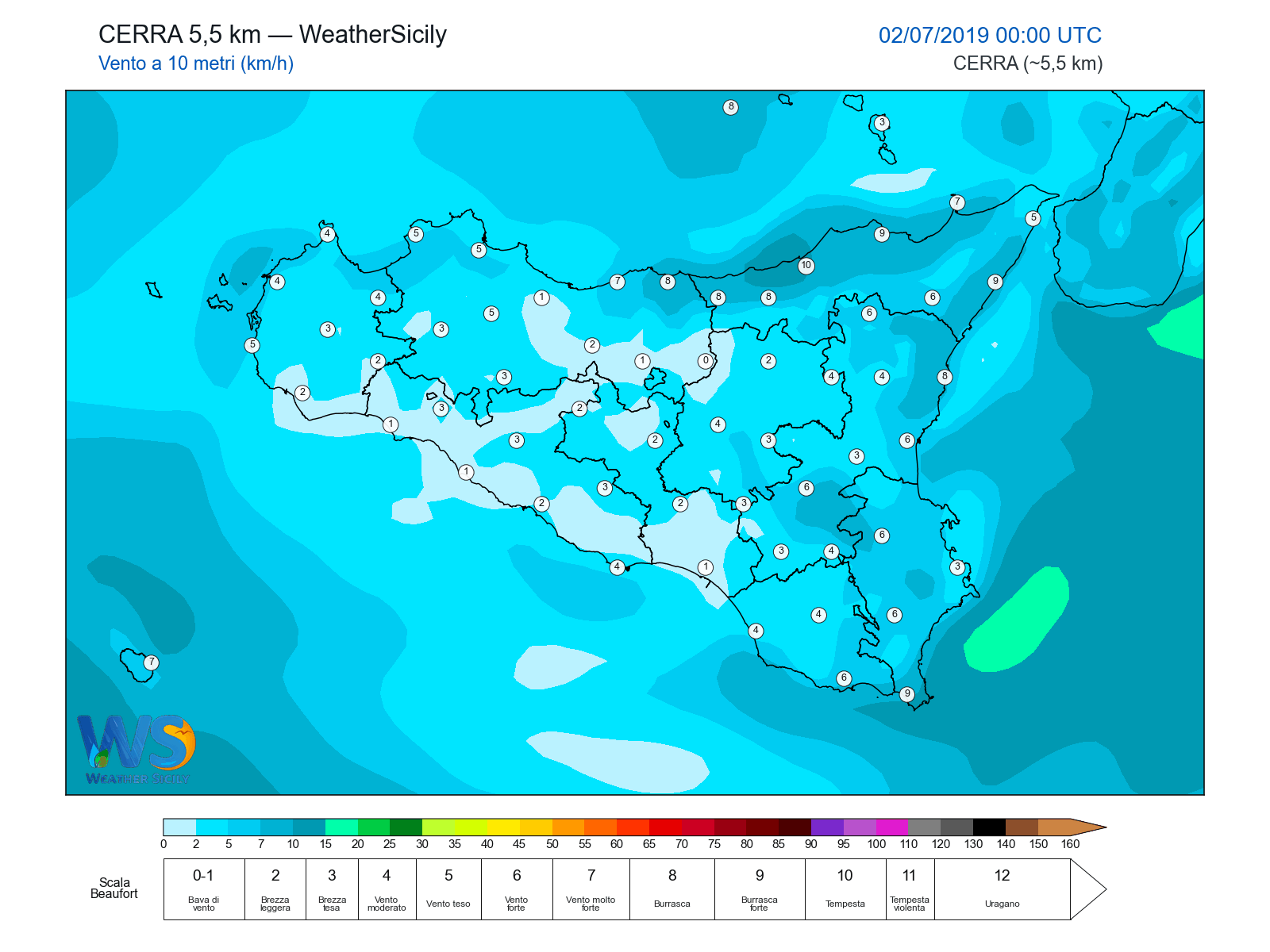 Vento a 10 metri · 2019070200