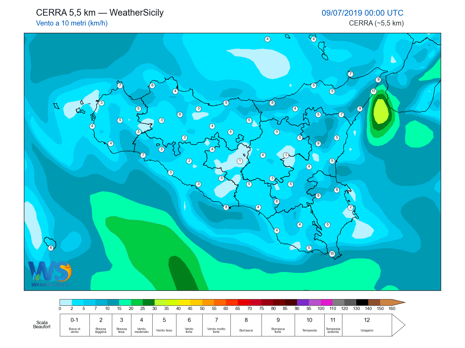Vento a 10 metri · 2019070900