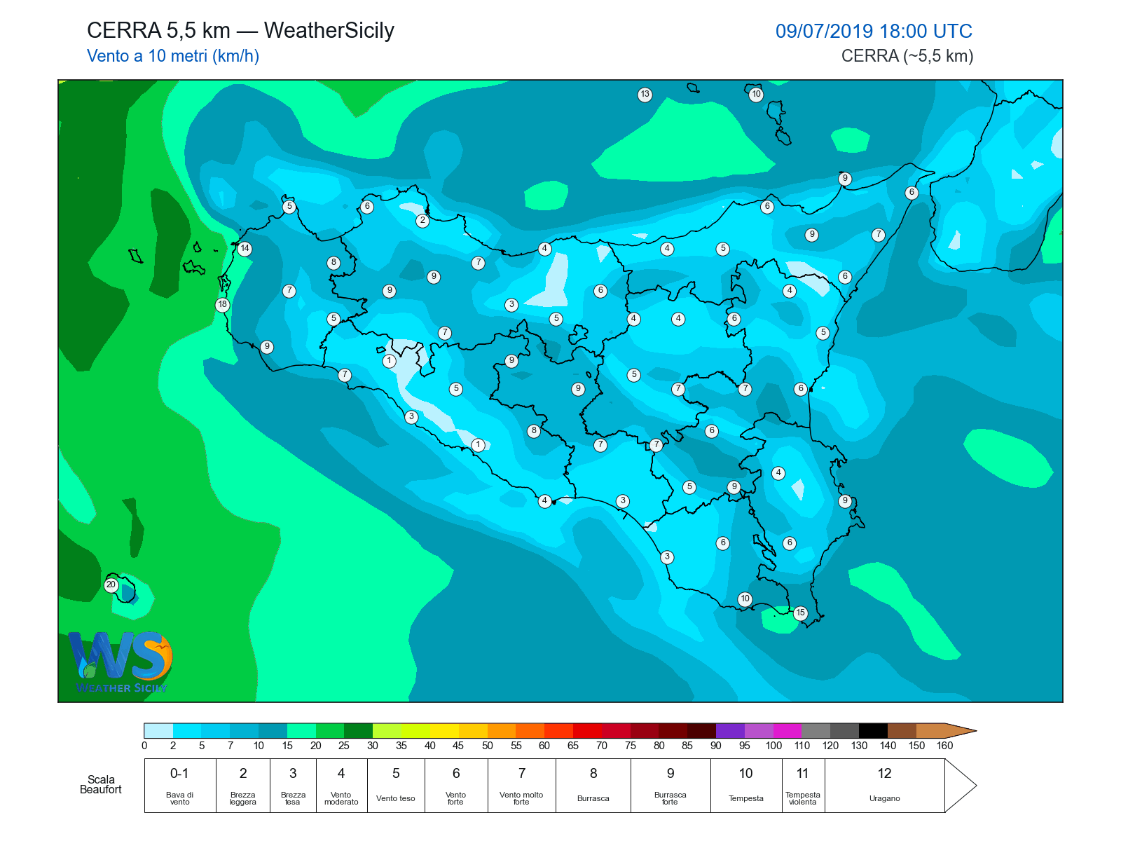 Vento a 10 metri · 2019070918