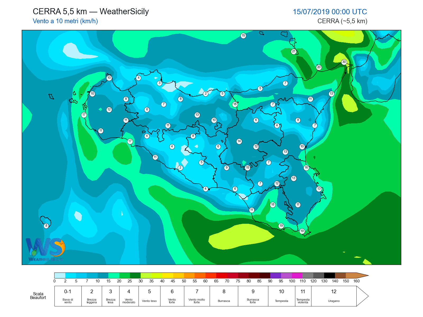 Vento a 10 metri · 2019071500