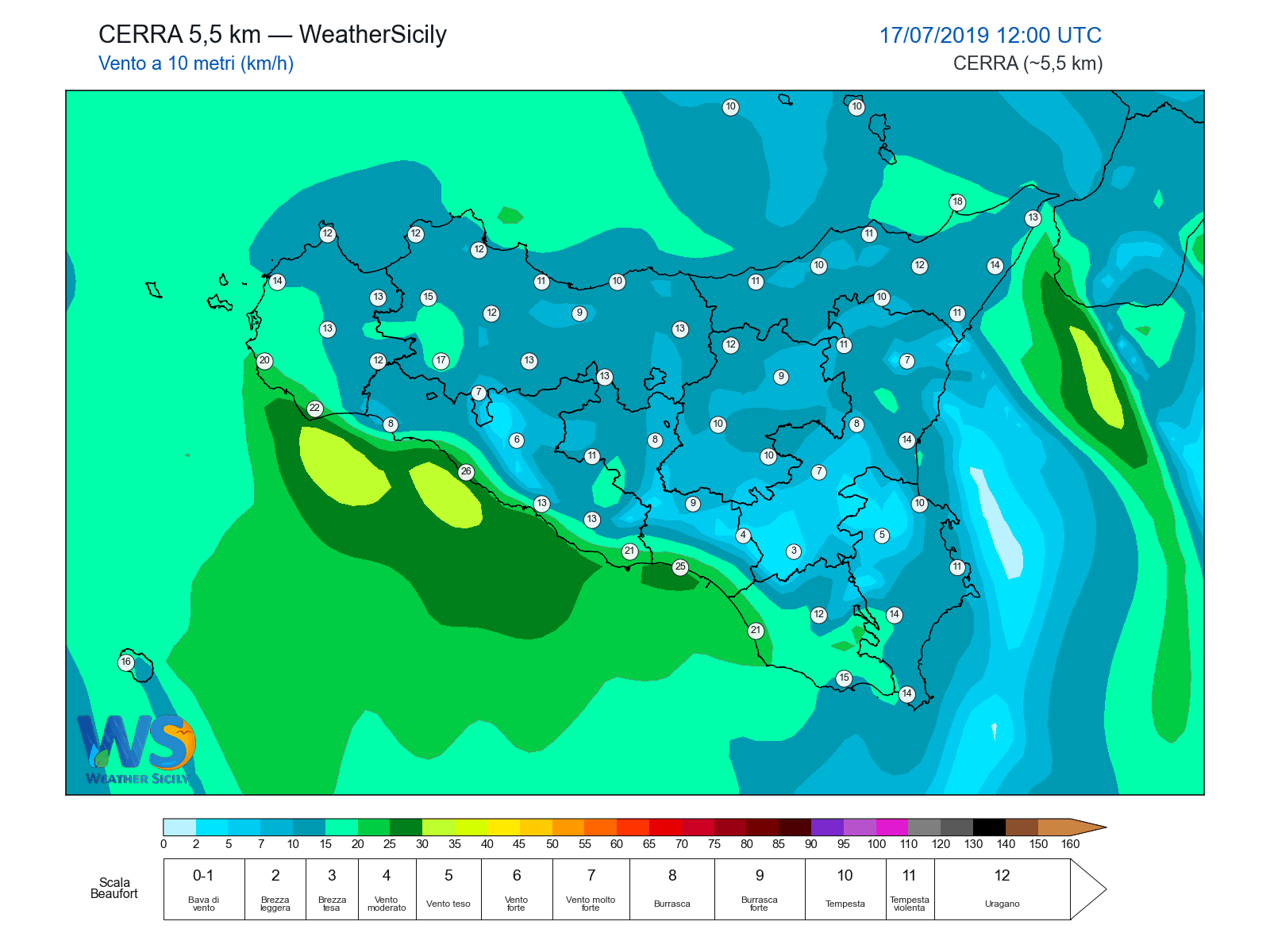 Vento a 10 metri · 2019071712
