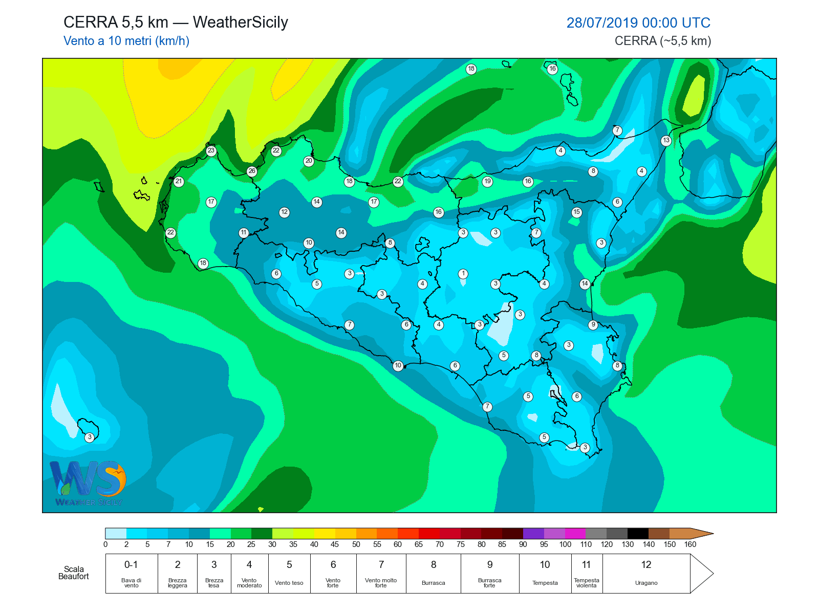 Vento a 10 metri · 2019072800