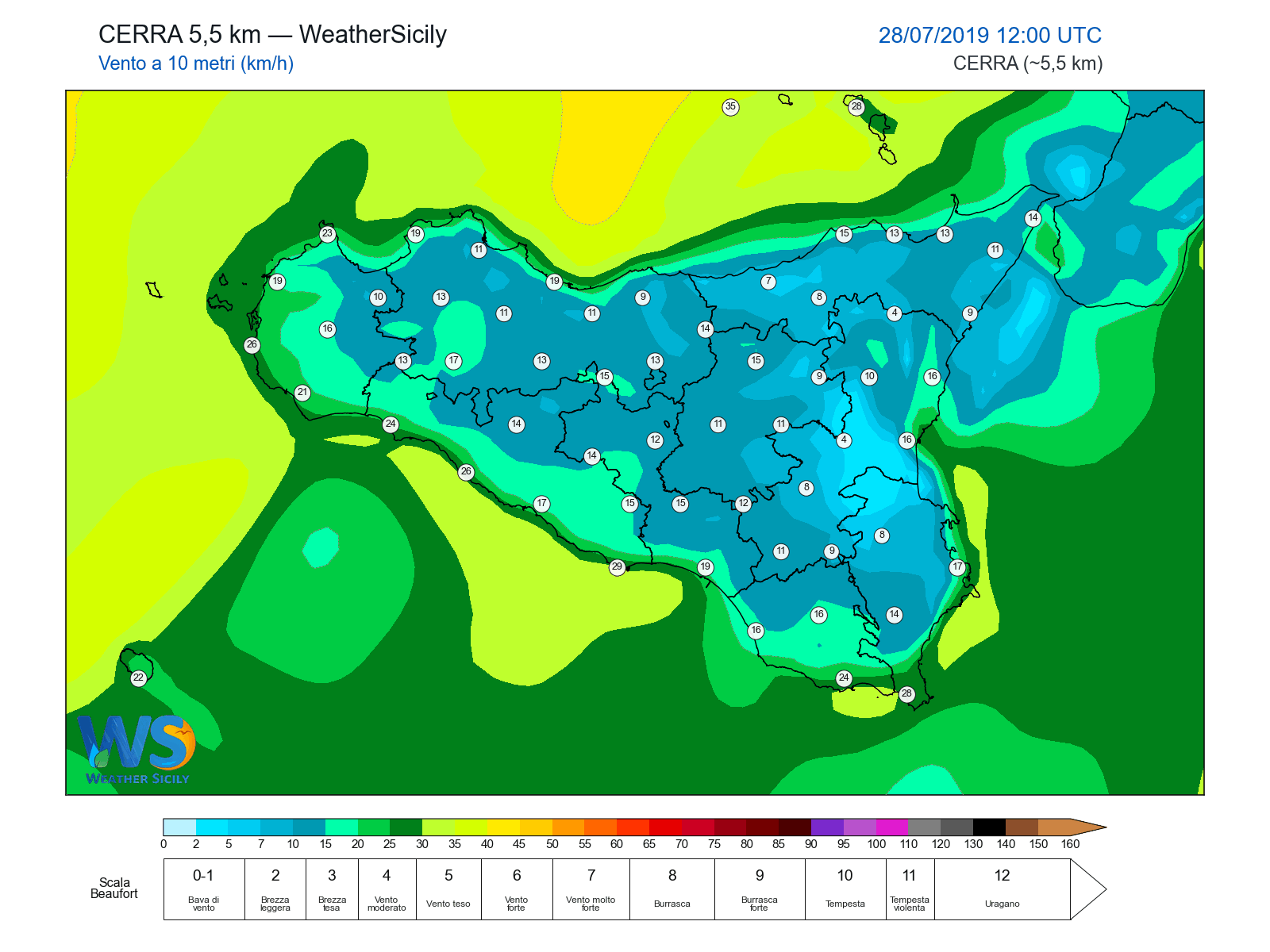Vento a 10 metri · 2019072812