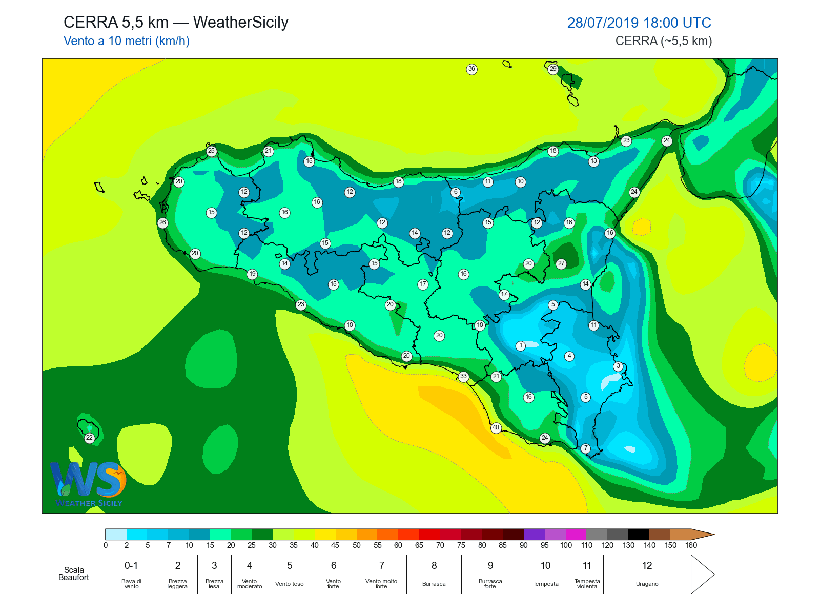 Vento a 10 metri · 2019072818