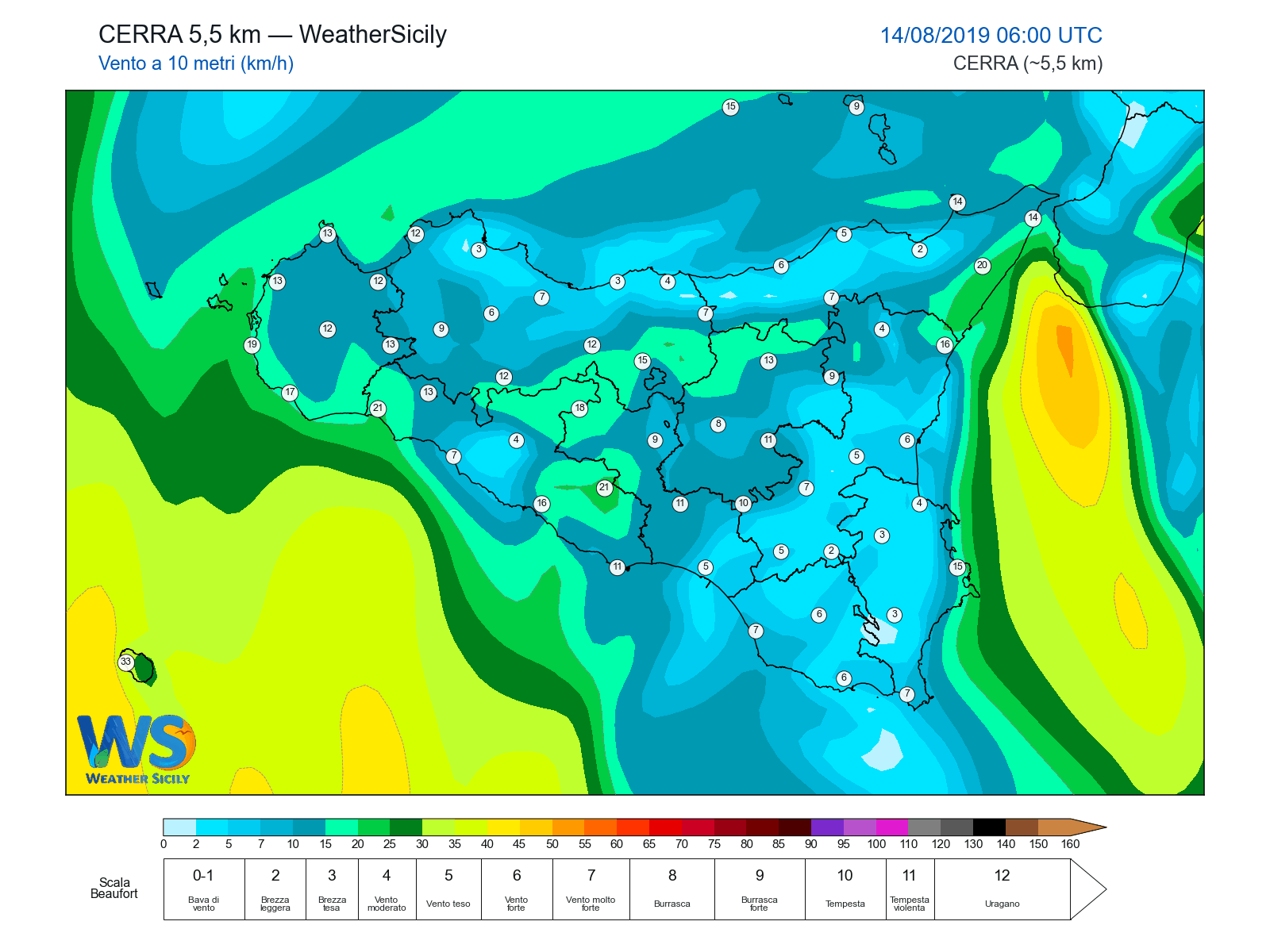Vento a 10 metri · 2019081406