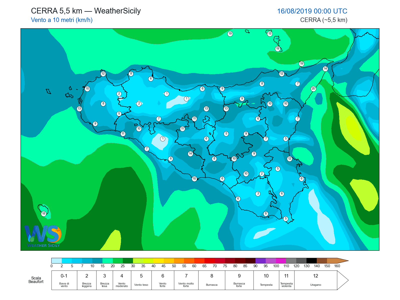 Vento a 10 metri · 2019081600