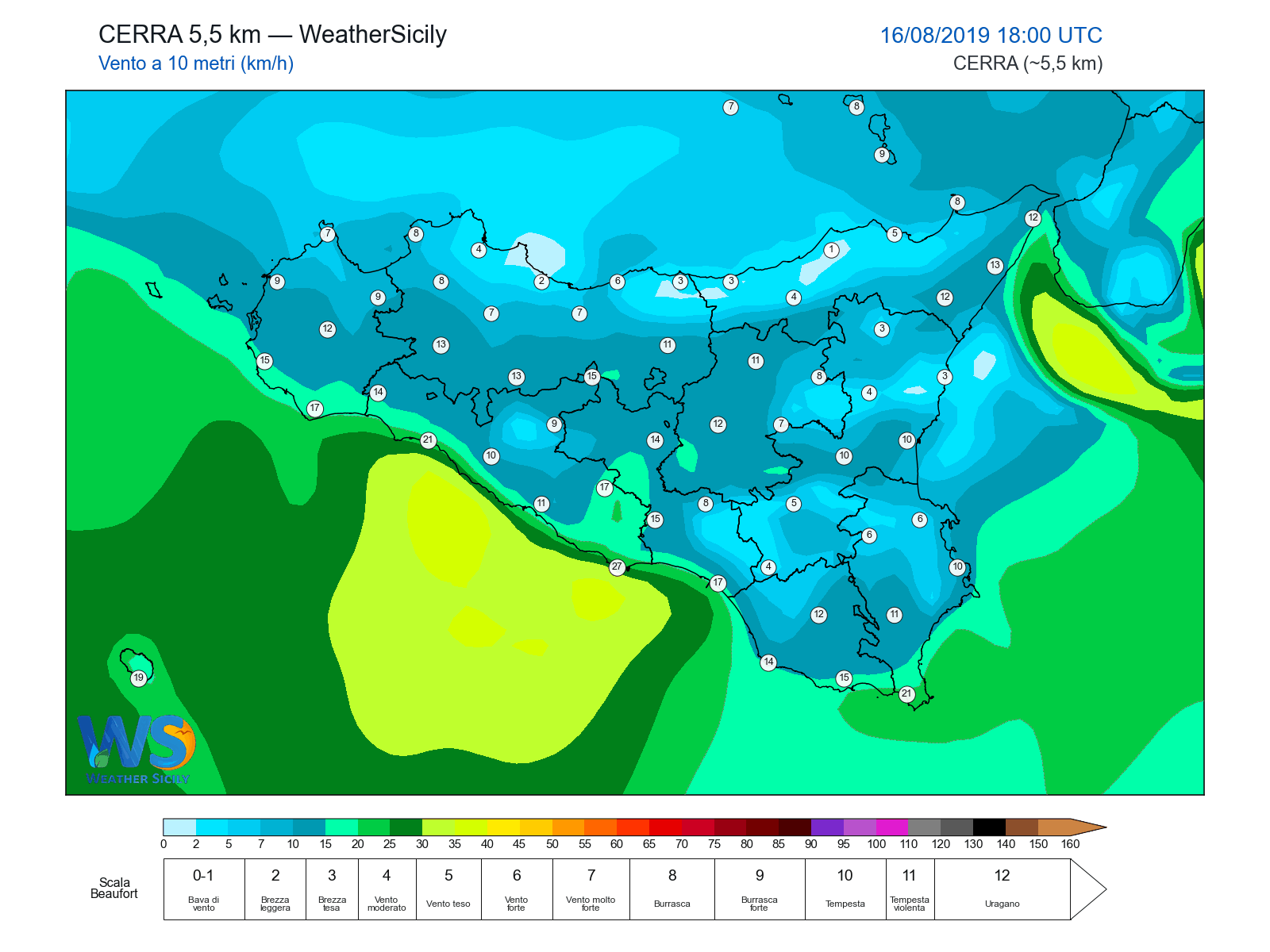 Vento a 10 metri · 2019081618