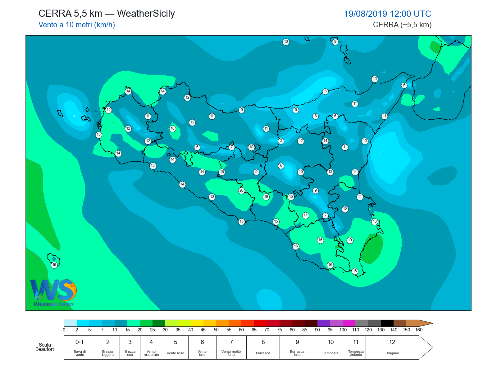 Vento a 10 metri · 2019081912