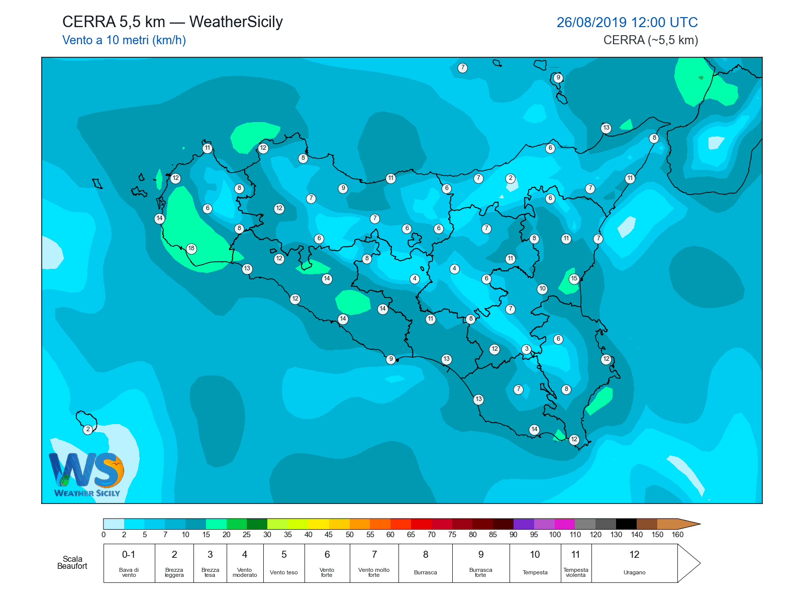 Vento a 10 metri · 2019082612