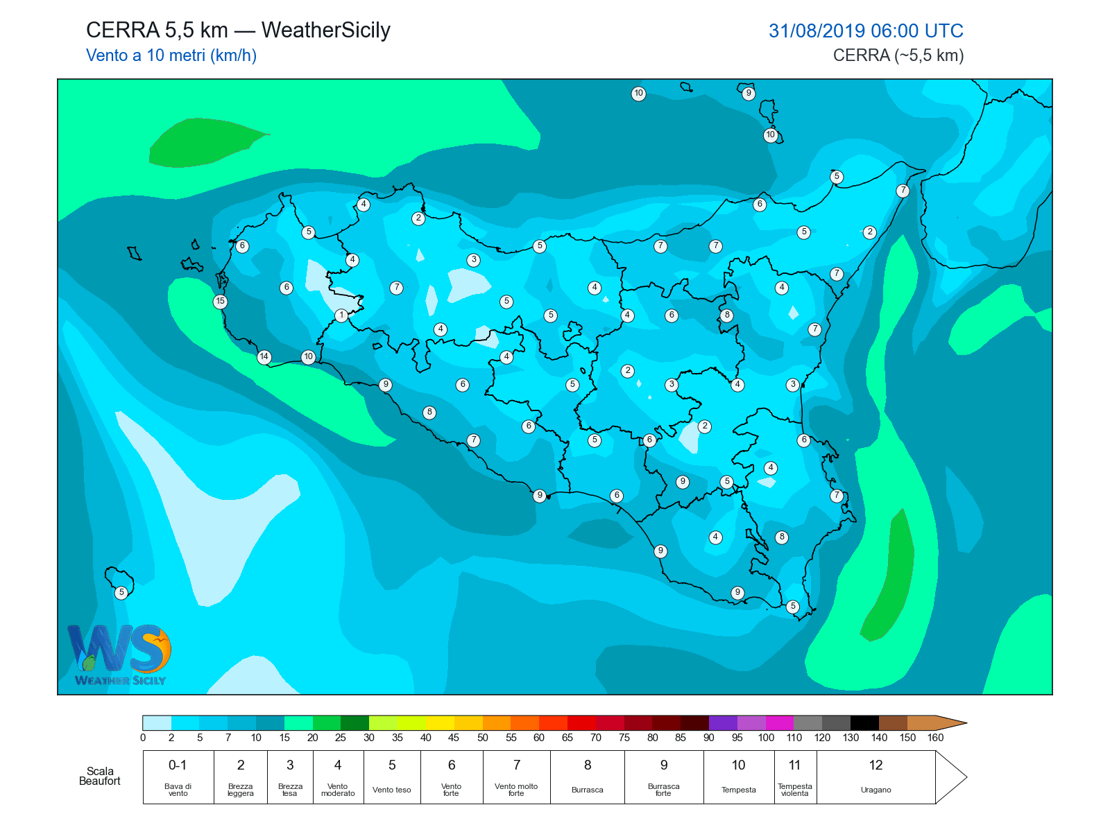 Vento a 10 metri · 2019083106