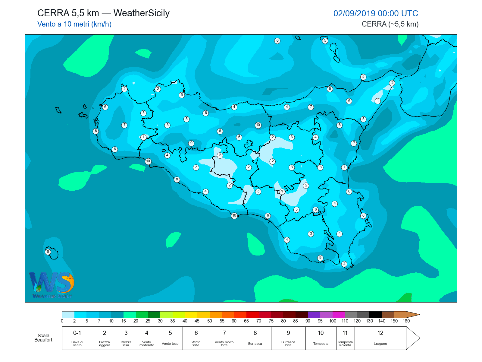 Vento a 10 metri · 2019090200