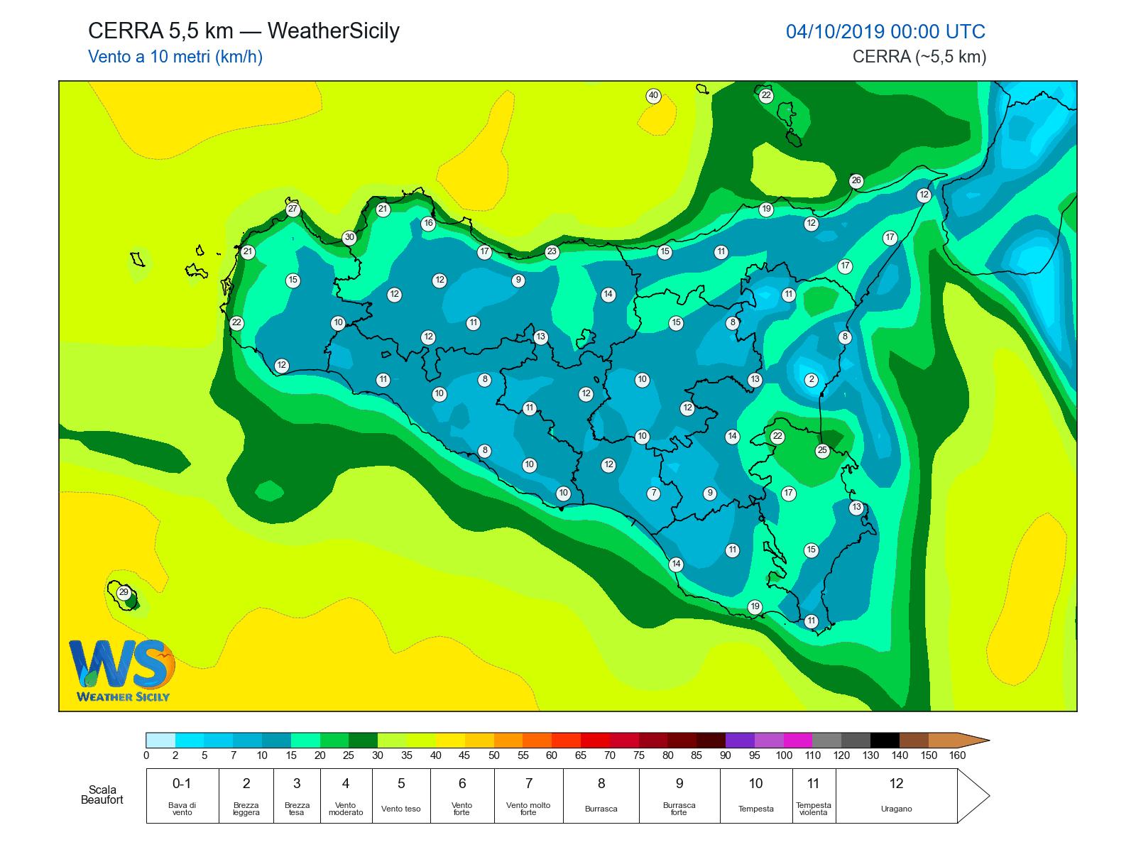 Vento a 10 metri · 2019100400