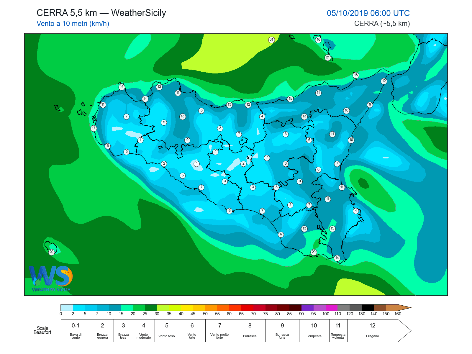 Vento a 10 metri · 2019100506
