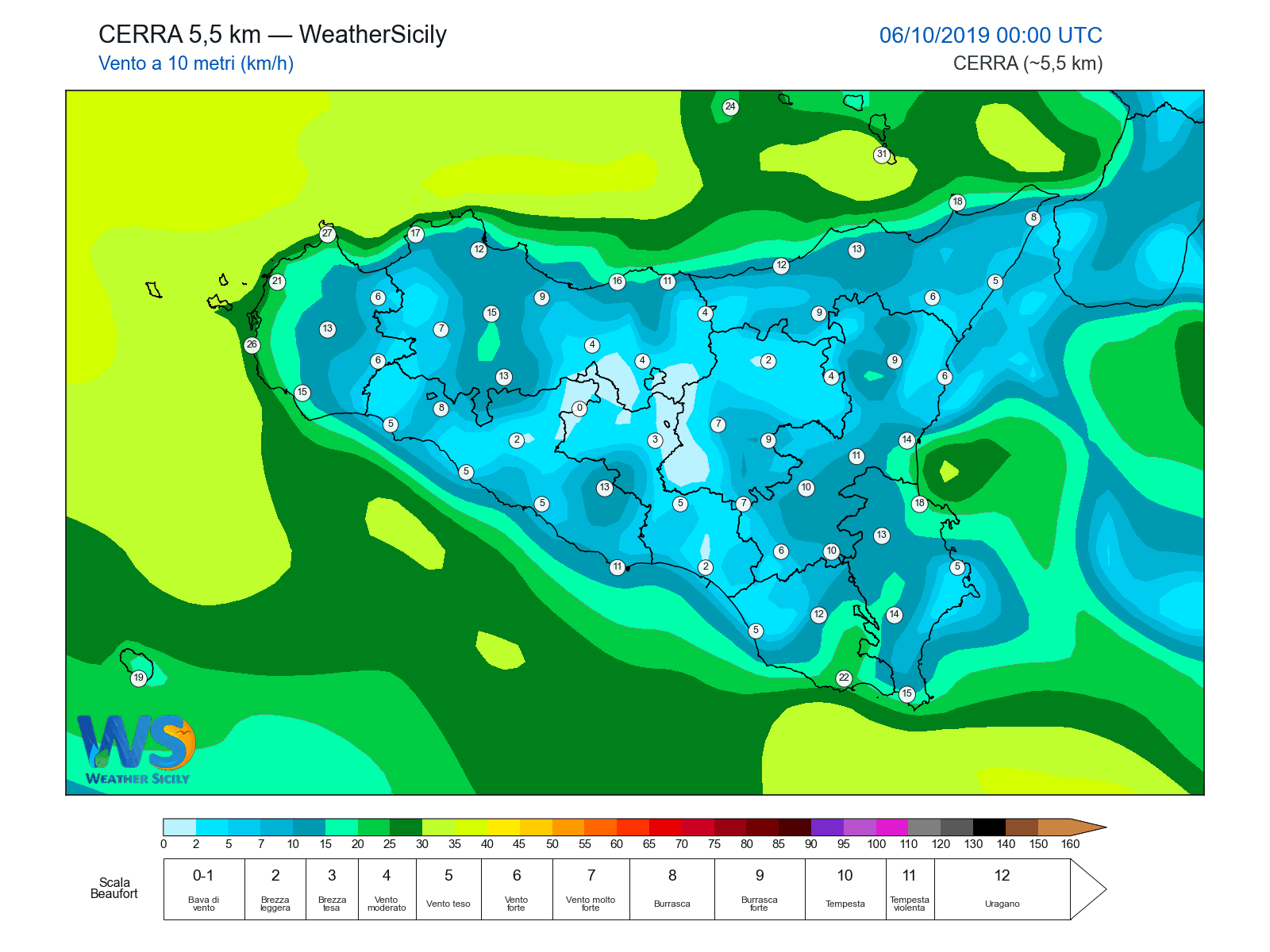 Vento a 10 metri · 2019100600