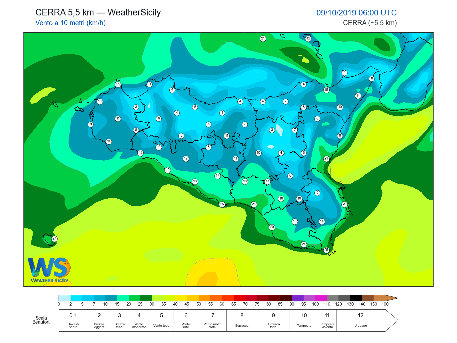 Vento a 10 metri · 2019100906