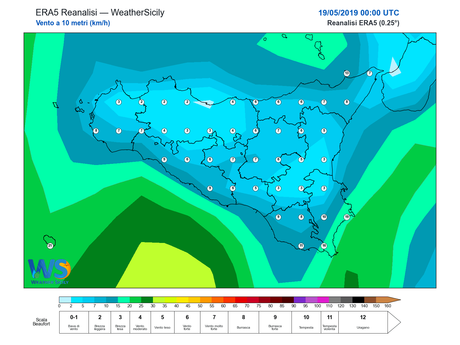Vento a 10 metri · 2019051900