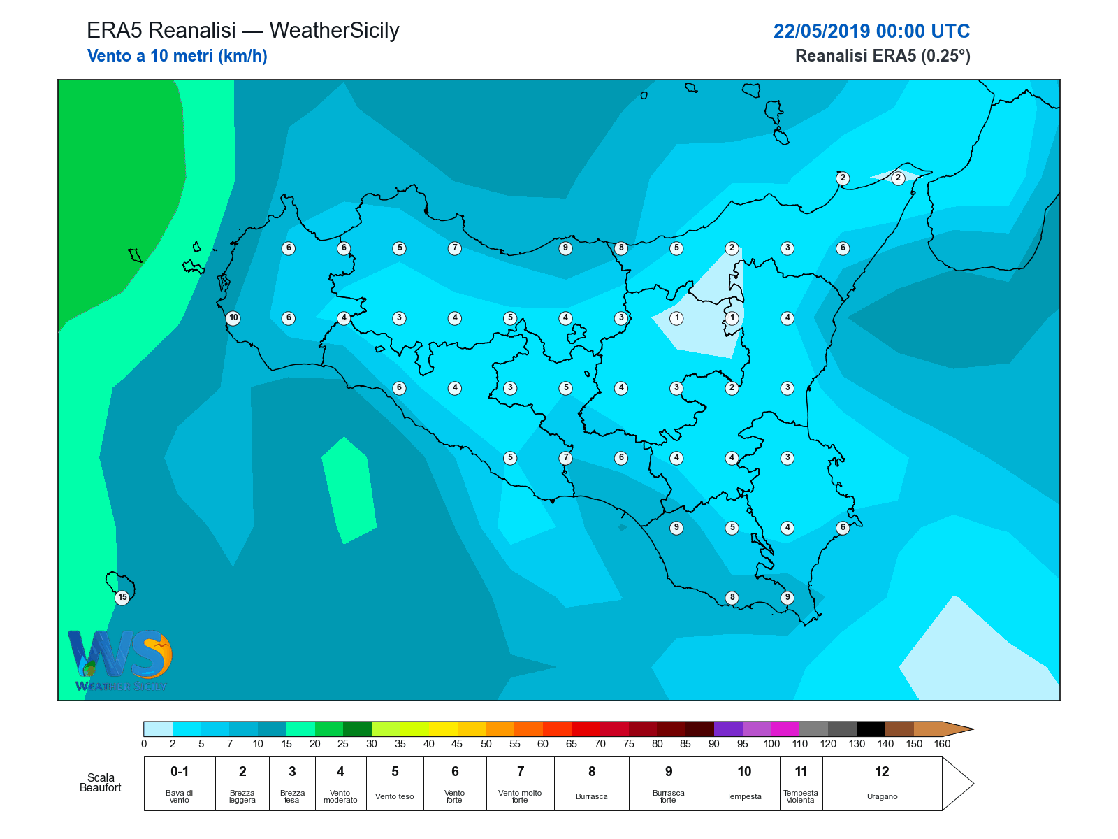 Vento a 10 metri · 2019052200