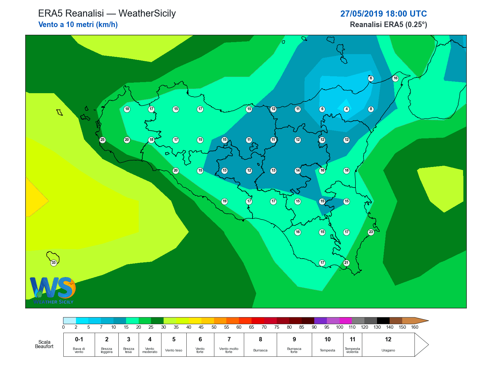 Vento a 10 metri · 2019052718