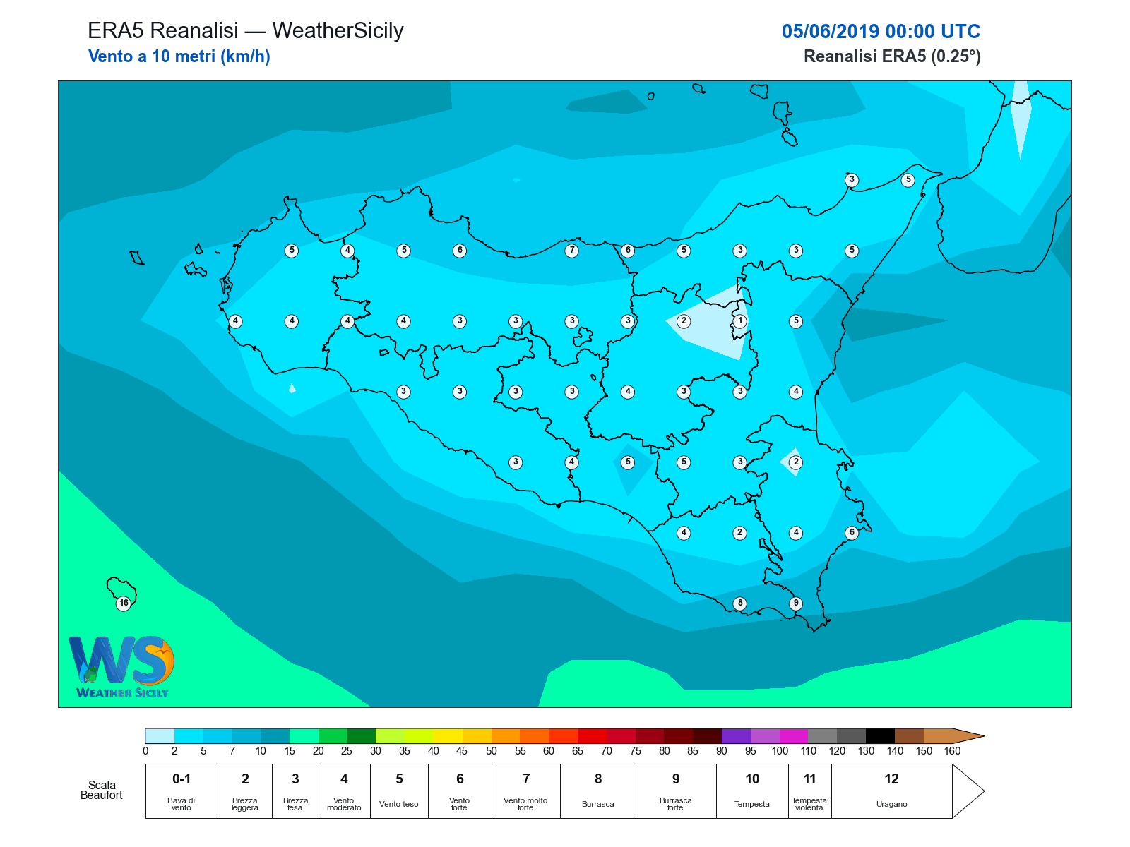 Vento a 10 metri · 2019060500