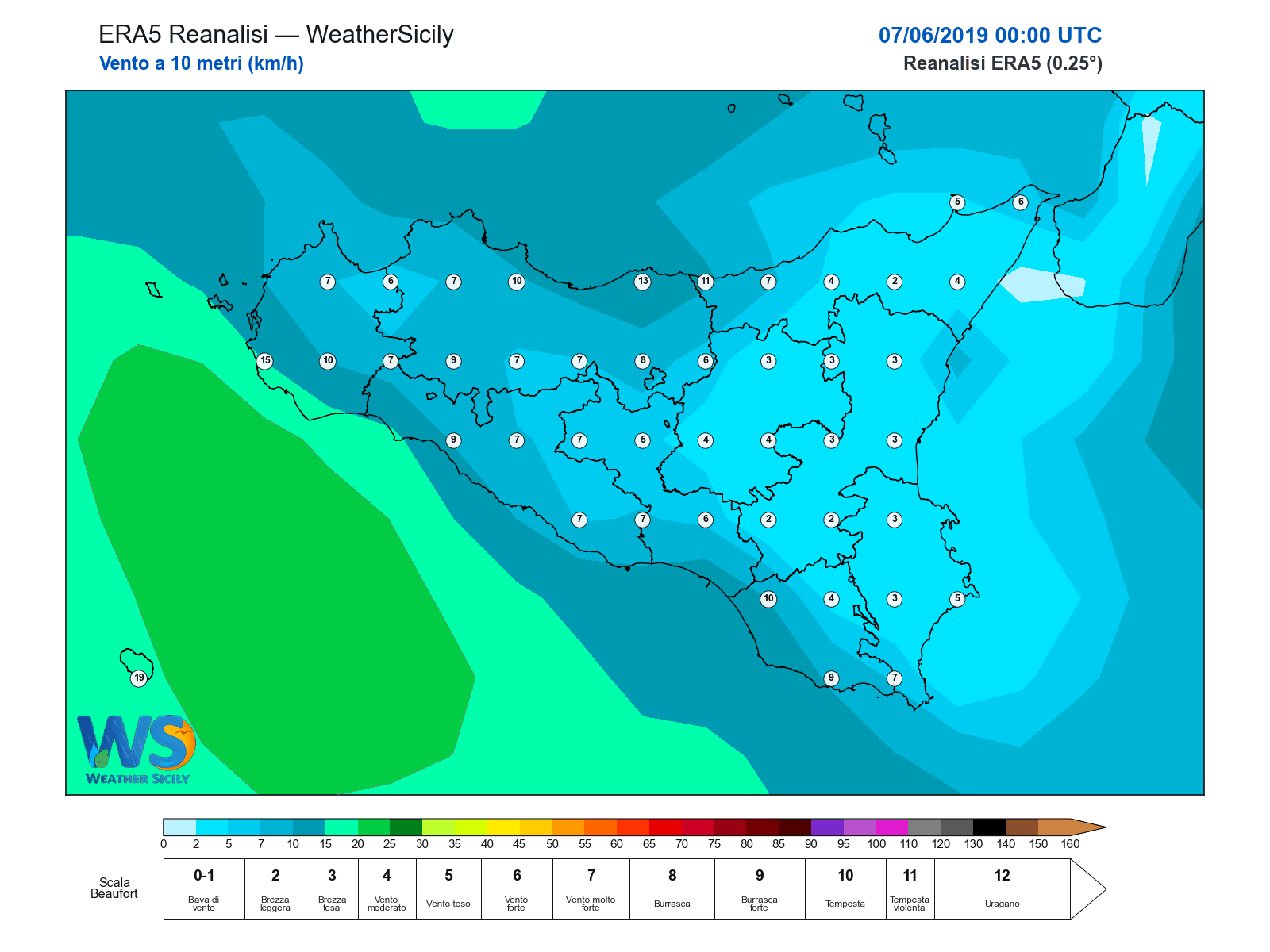 Vento a 10 metri · 2019060700