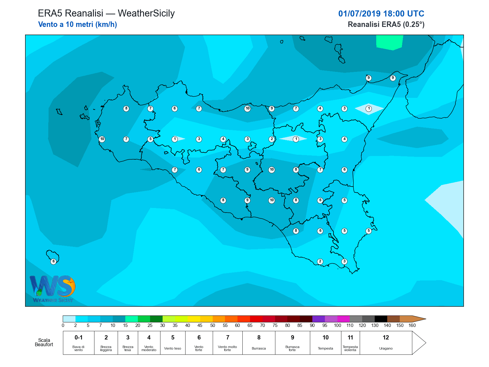 Vento a 10 metri · 2019070118